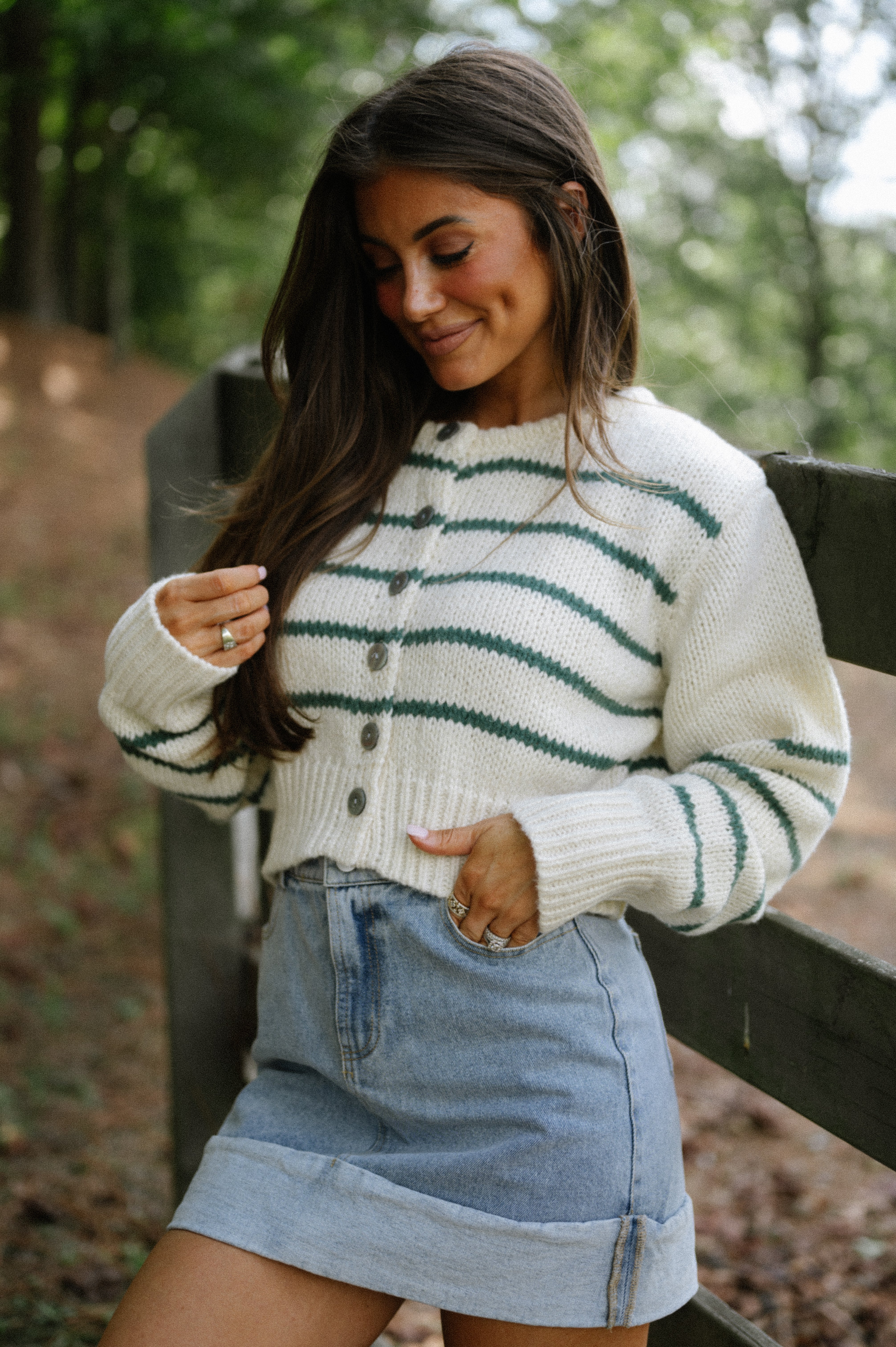 Oxford Sweater- Cream/Green