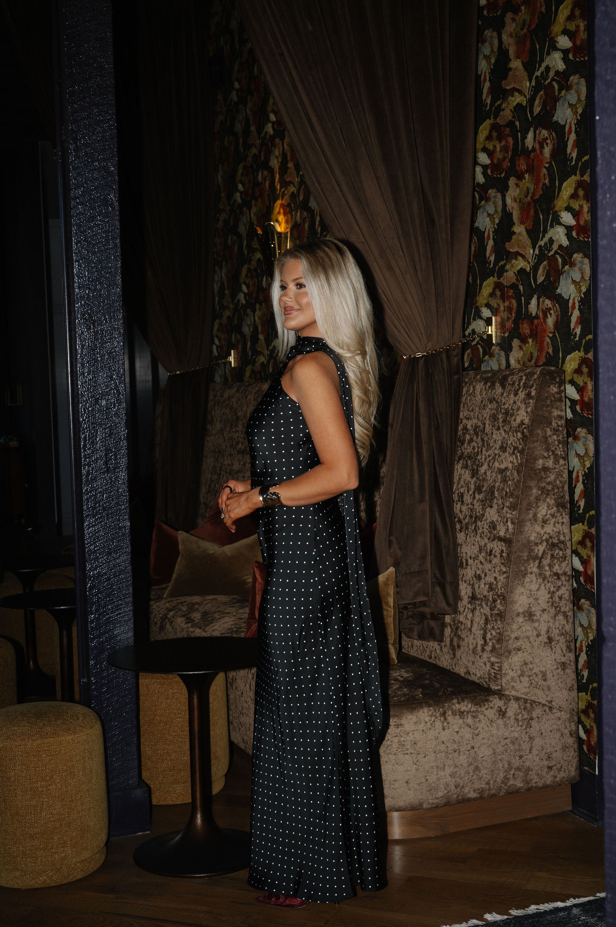 Oakley Polka Dot Maxi Dress-Black