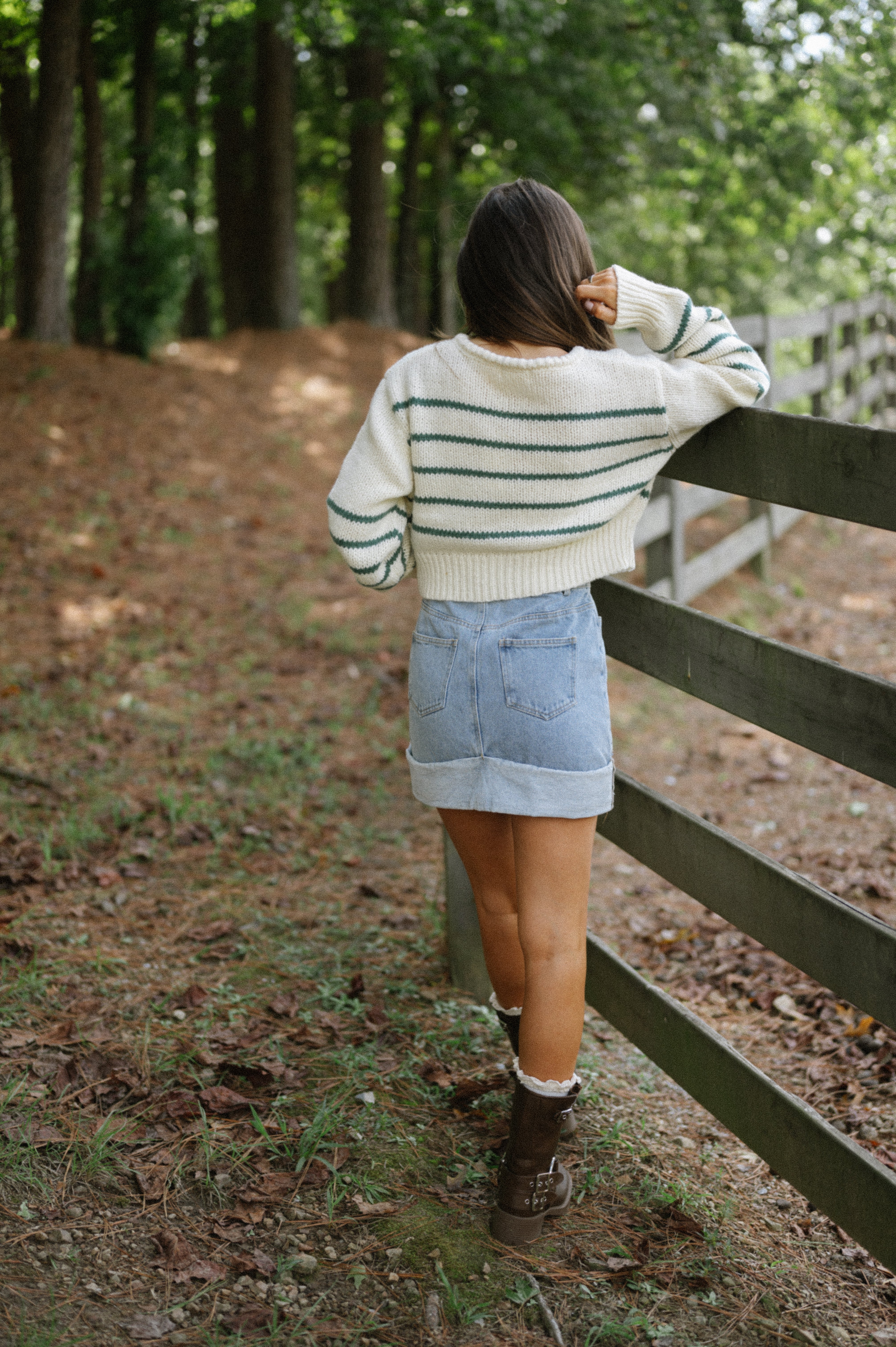 Oxford Sweater- Cream/Green