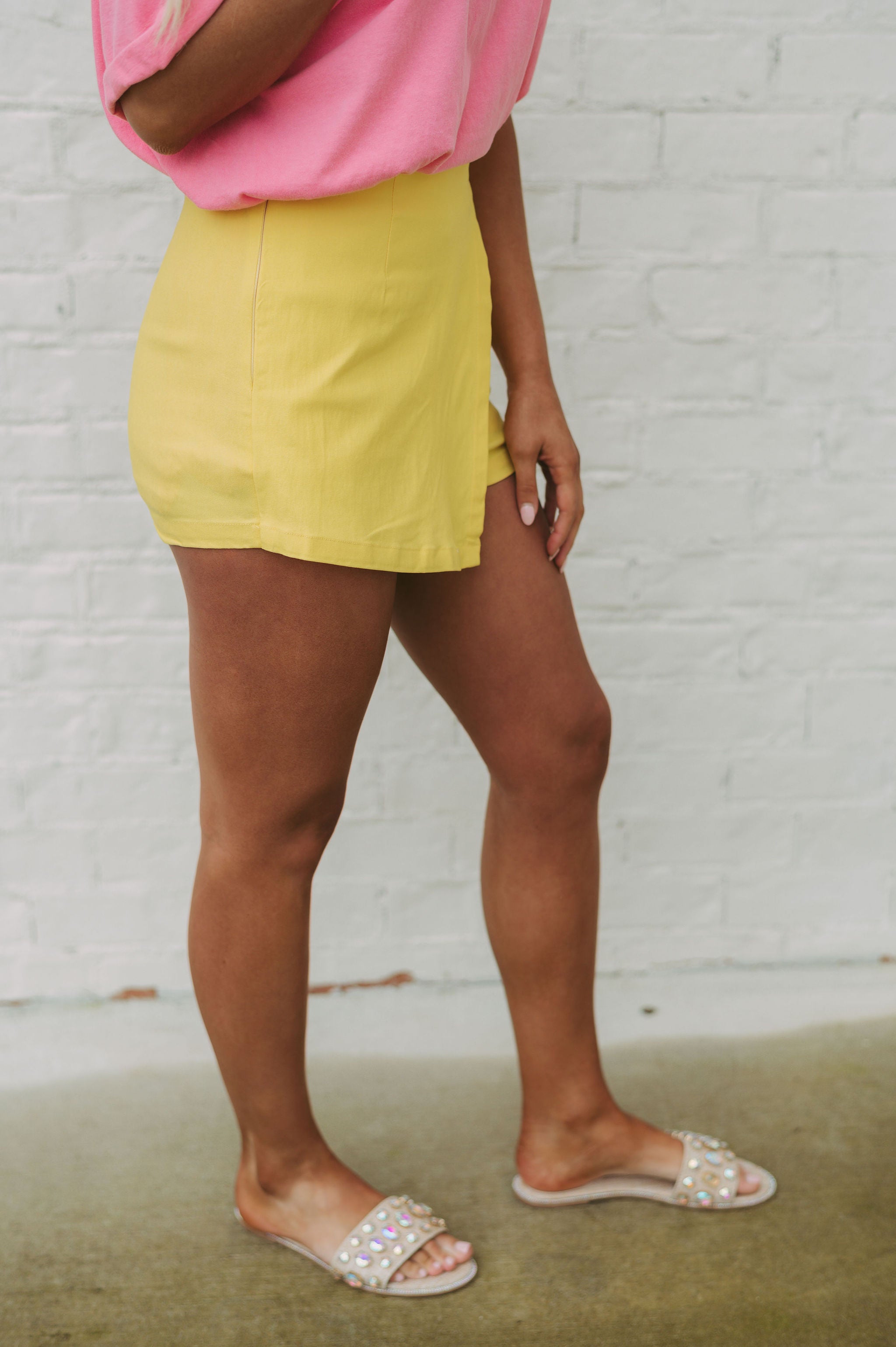 Casey High Rise Skort- Bright Yellow// LARGE ONLY SIZE 6-8
