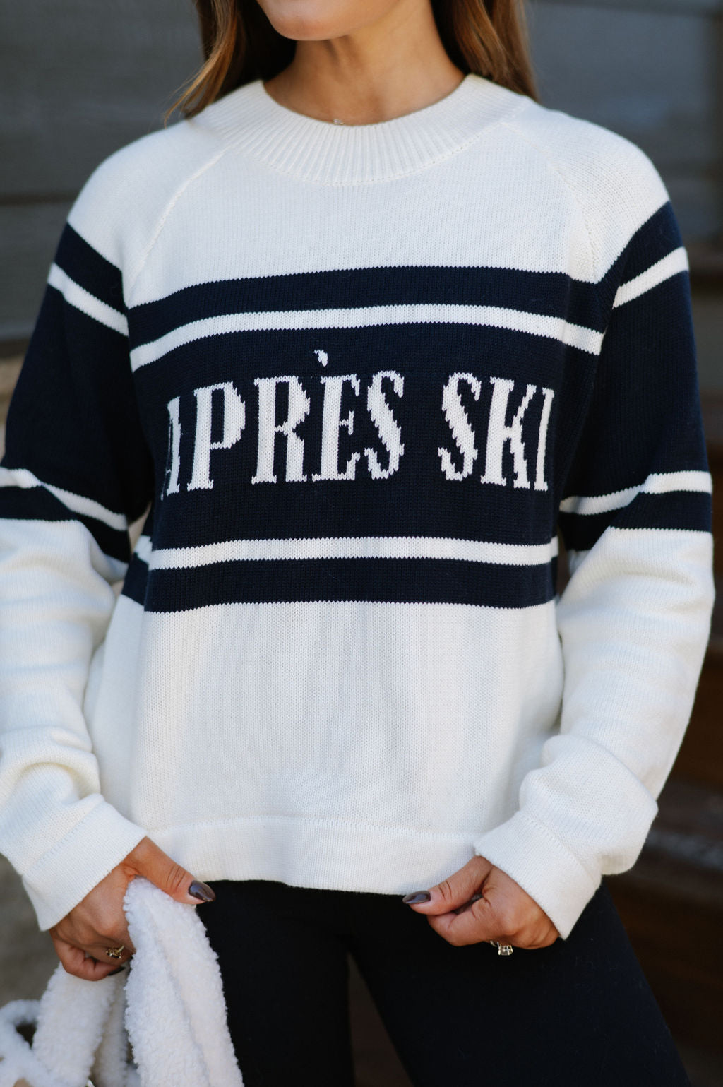 "Apres Ski" Sweater-Cream/Navy