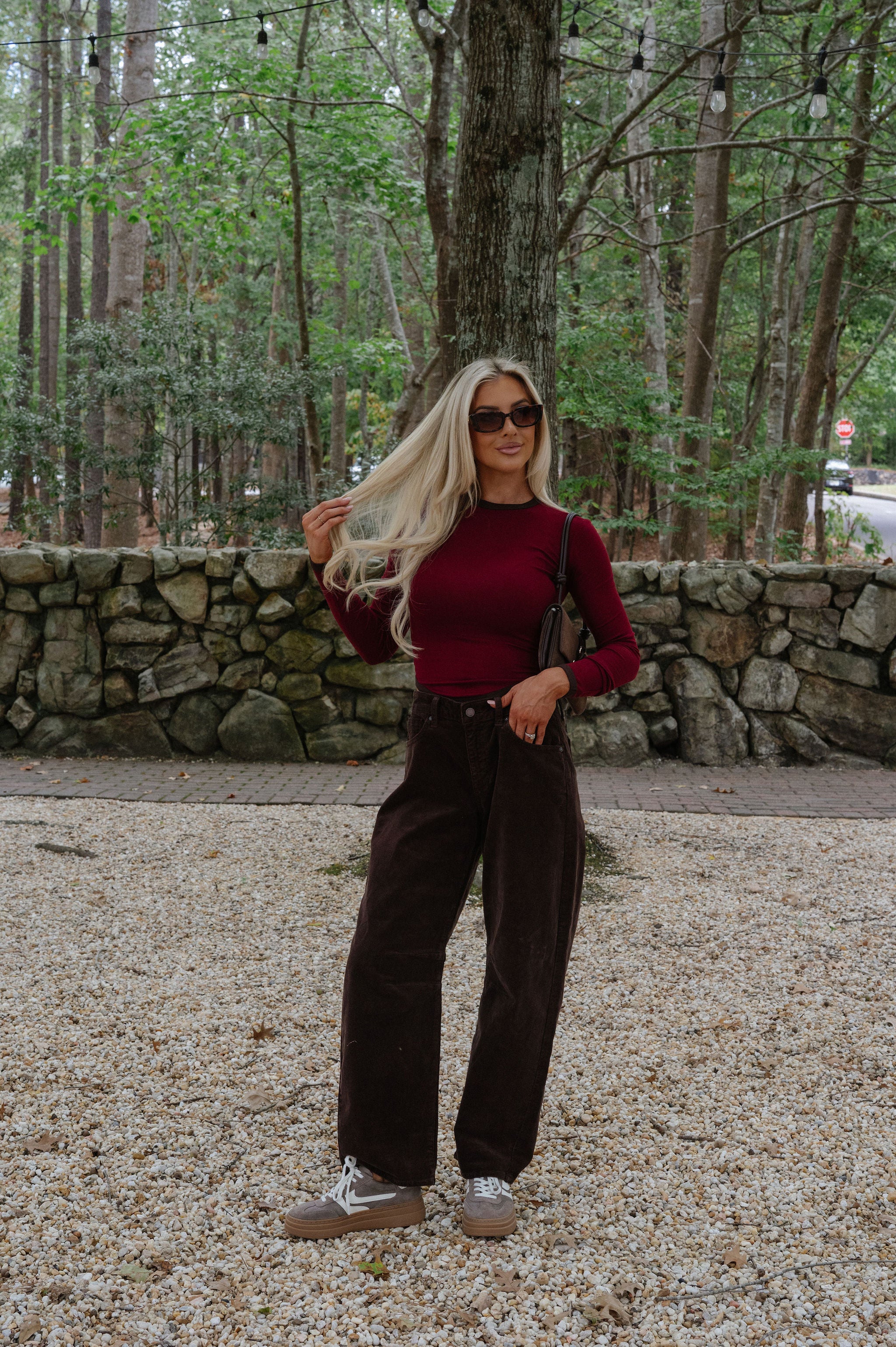 Langley Top-Burgundy/Dark Brown