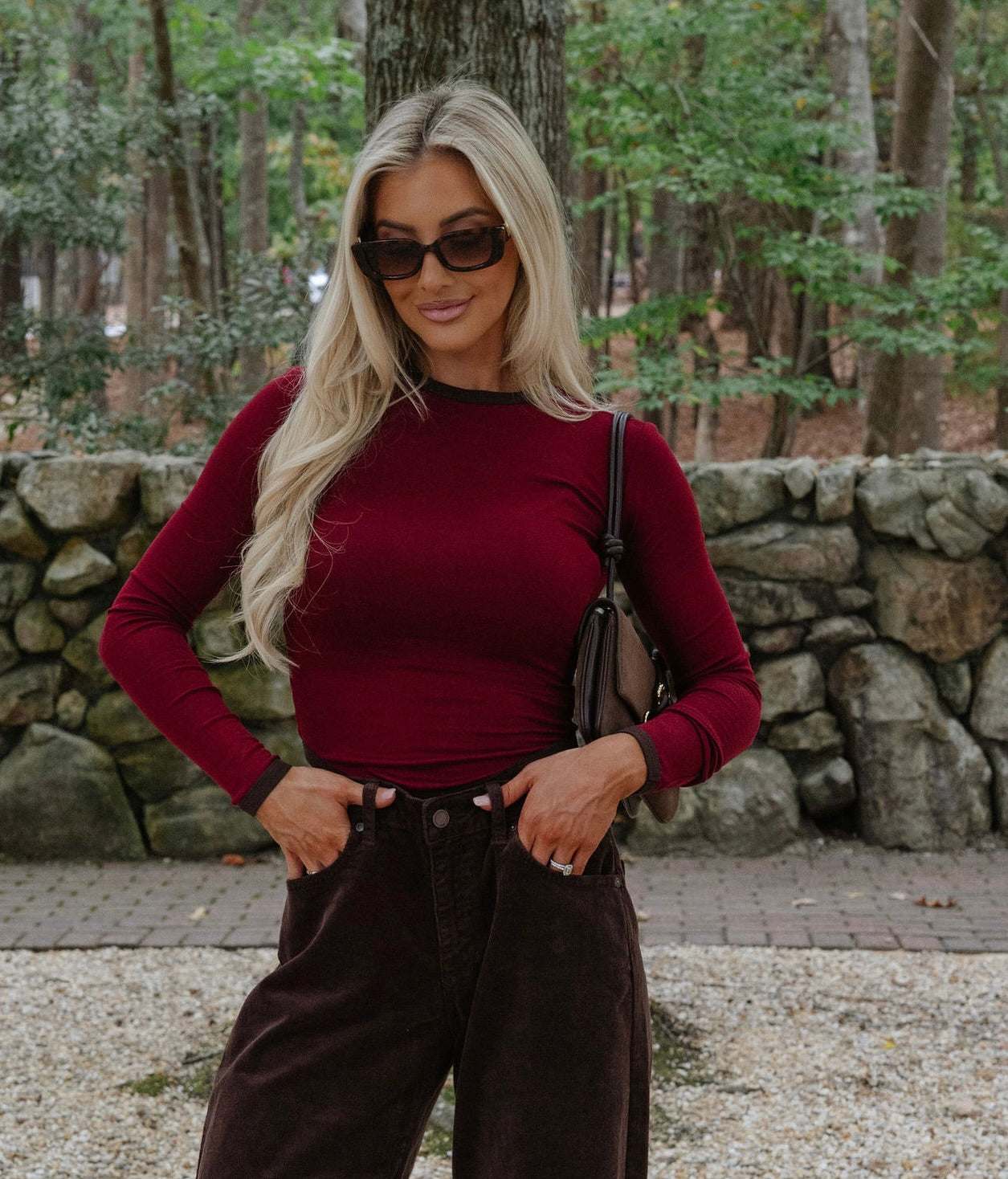 Langley Top-Burgundy/Dark Brown