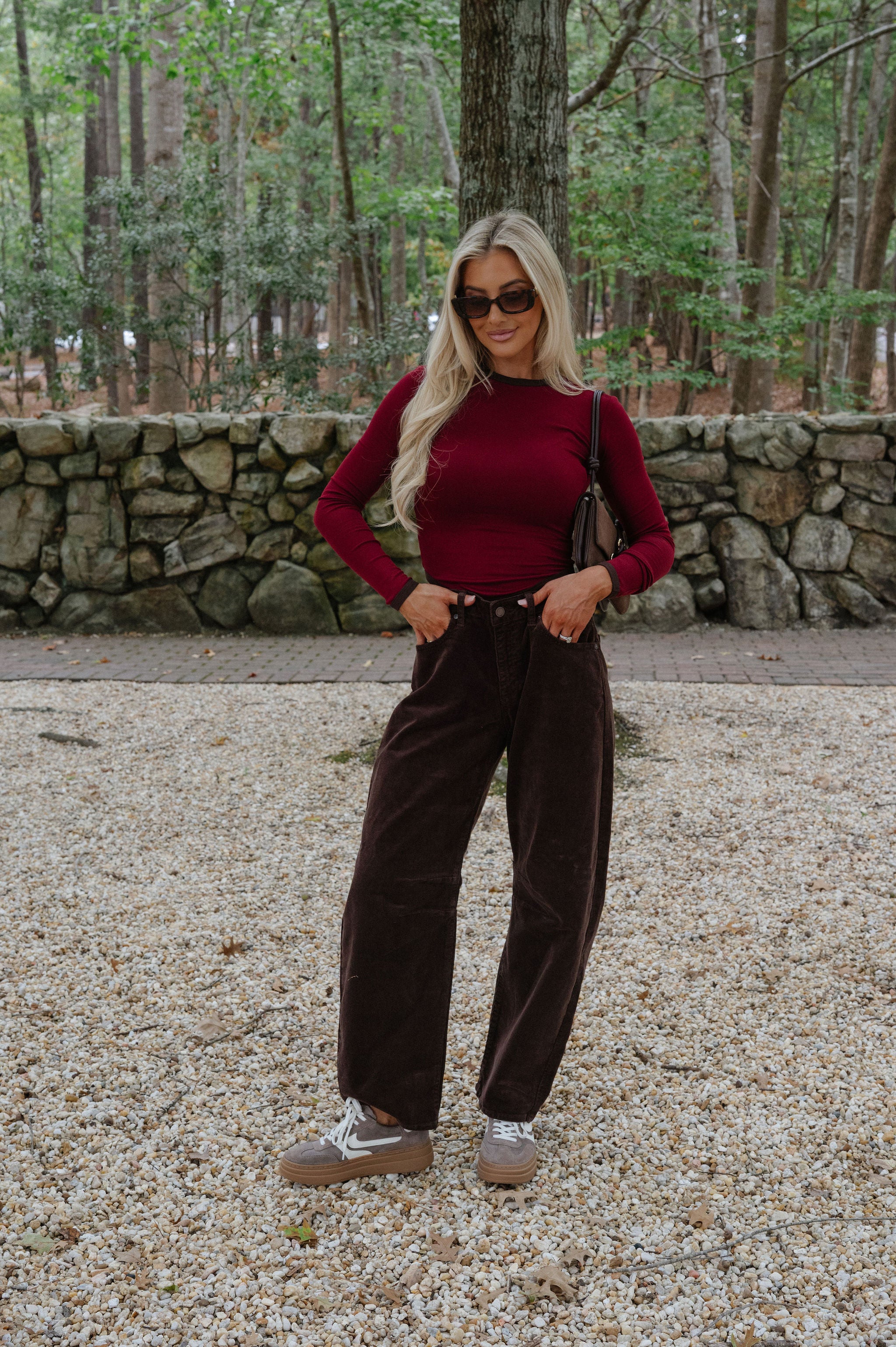Langley Top-Burgundy/Dark Brown