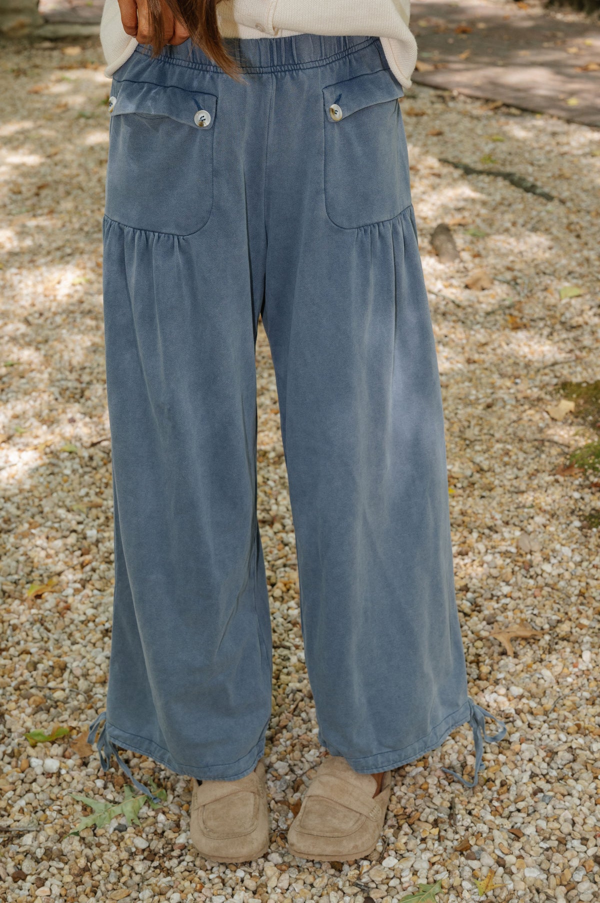 Darcy Wide Leg Cinch Pants-Blue