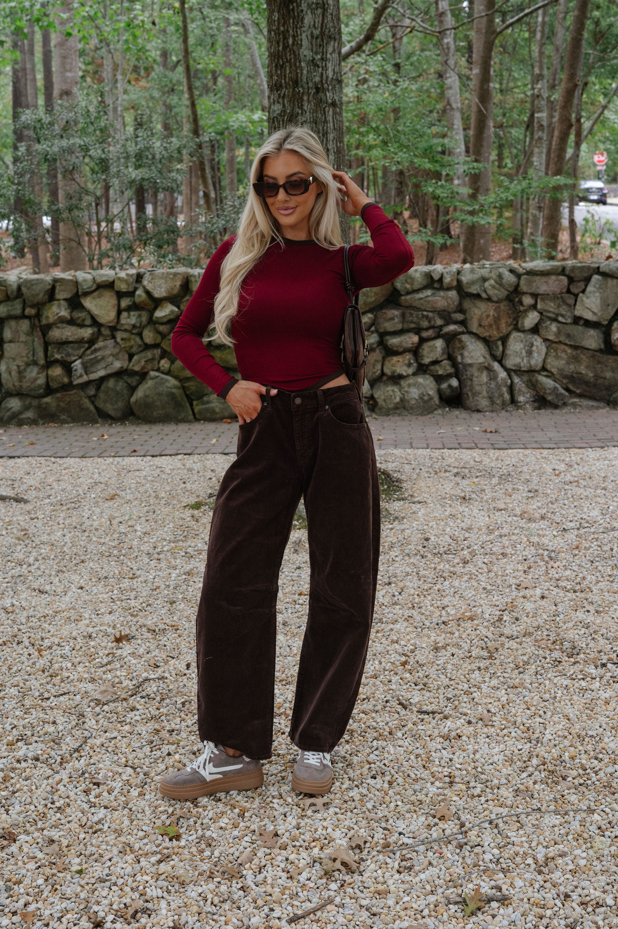 Langley Top-Burgundy/Dark Brown