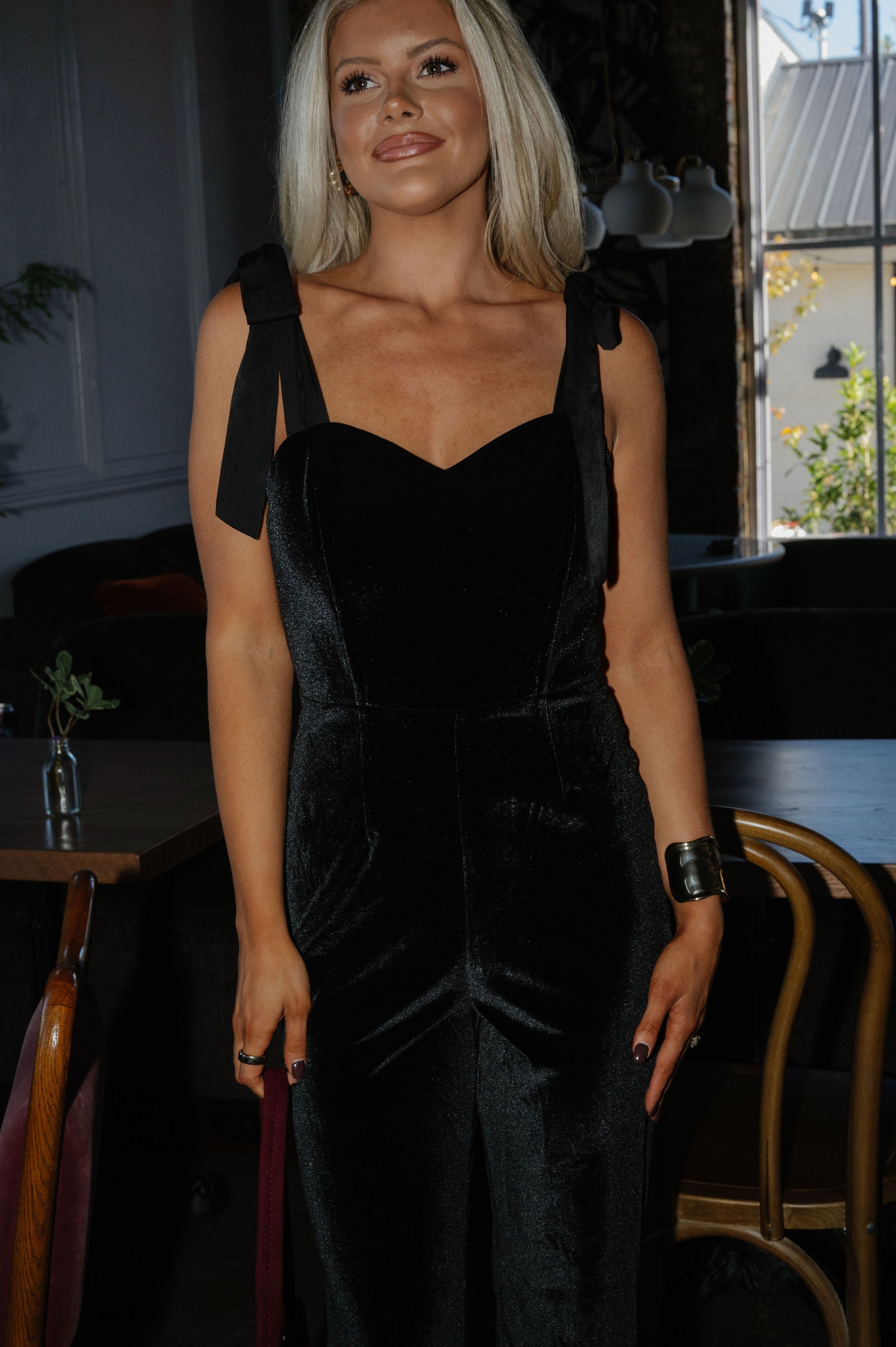 Montgomery Velvet Jumpsuit- Black