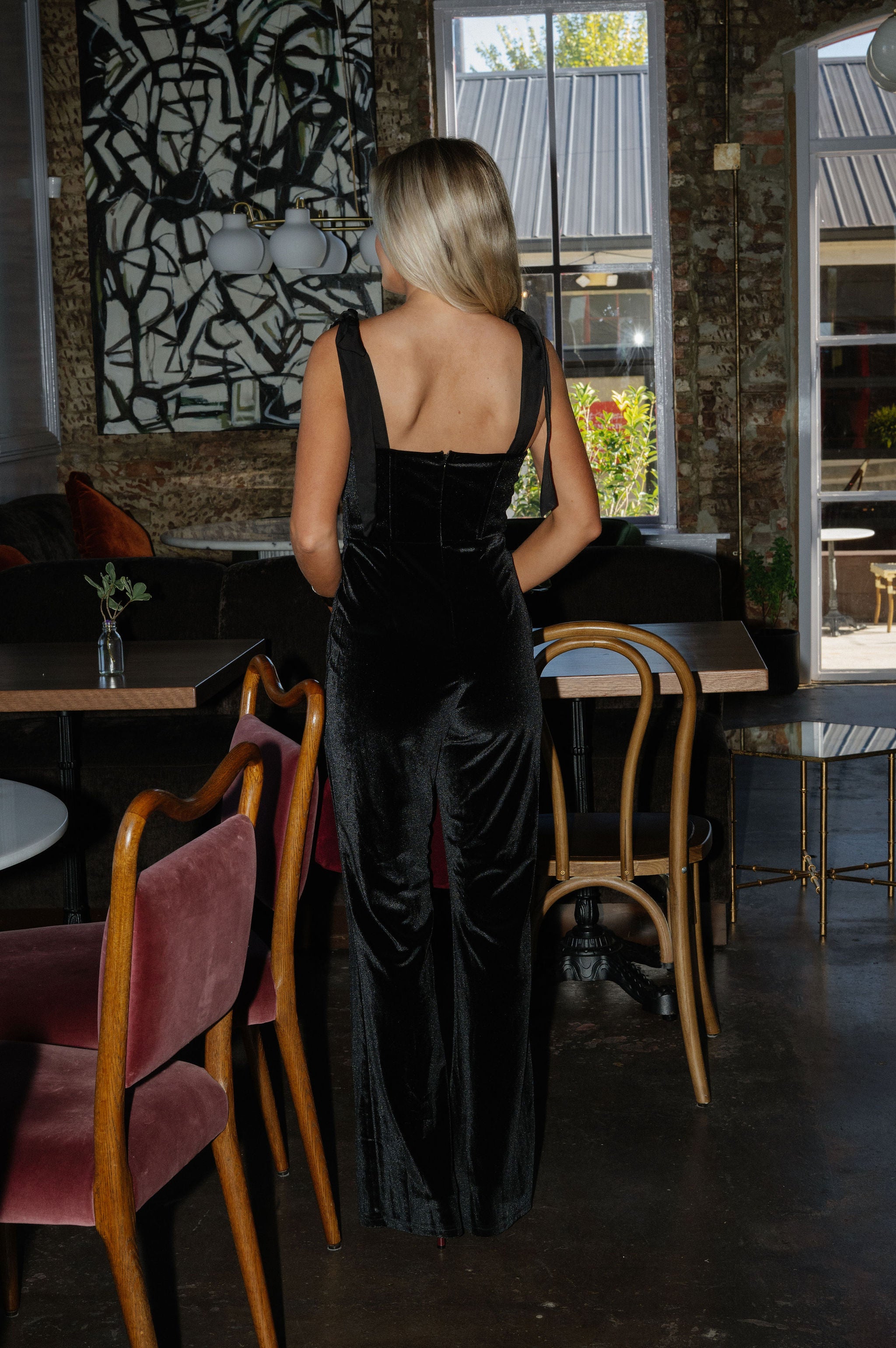 Montgomery Velvet Jumpsuit- Black