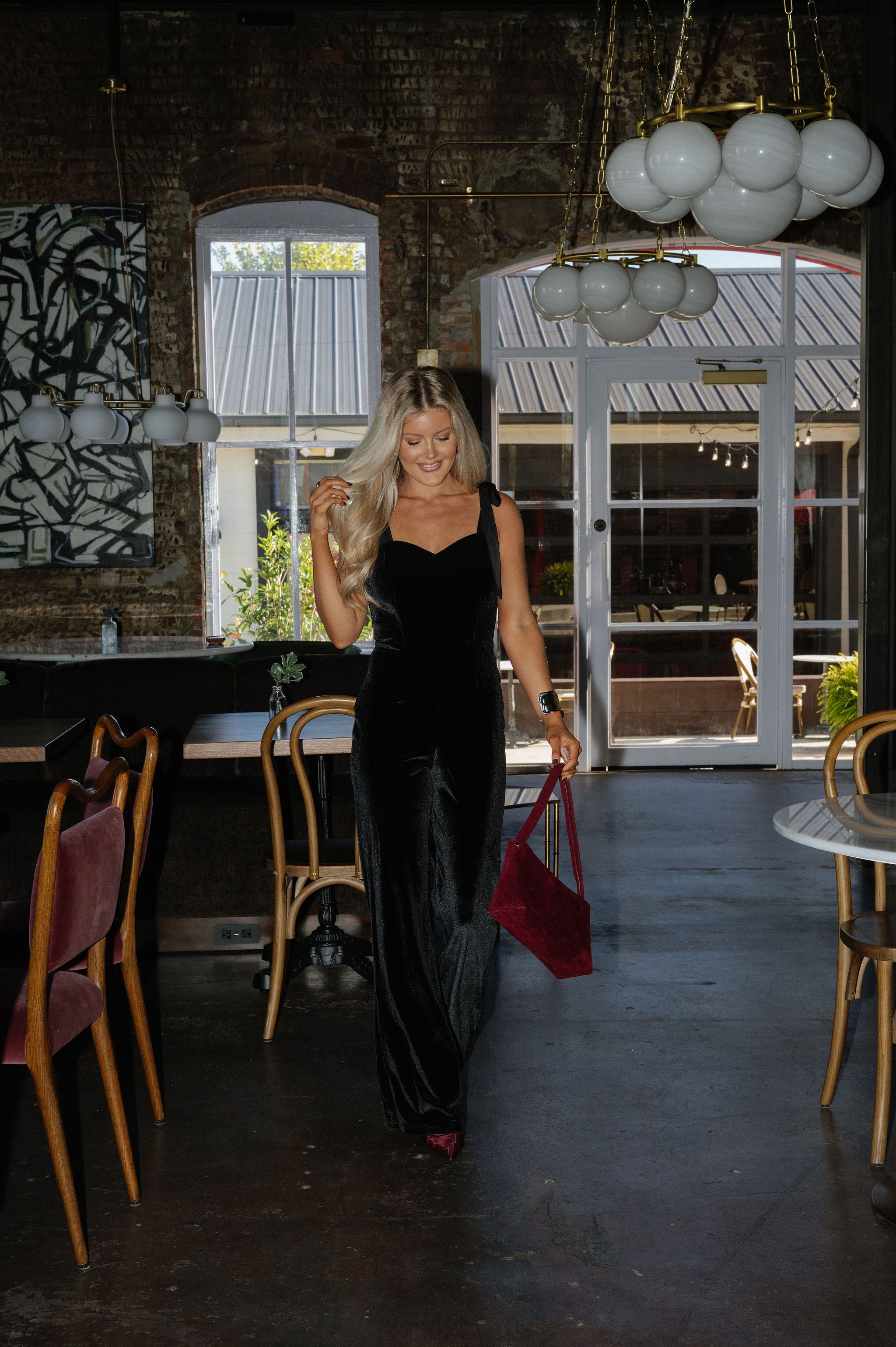 Montgomery Velvet Jumpsuit- Black