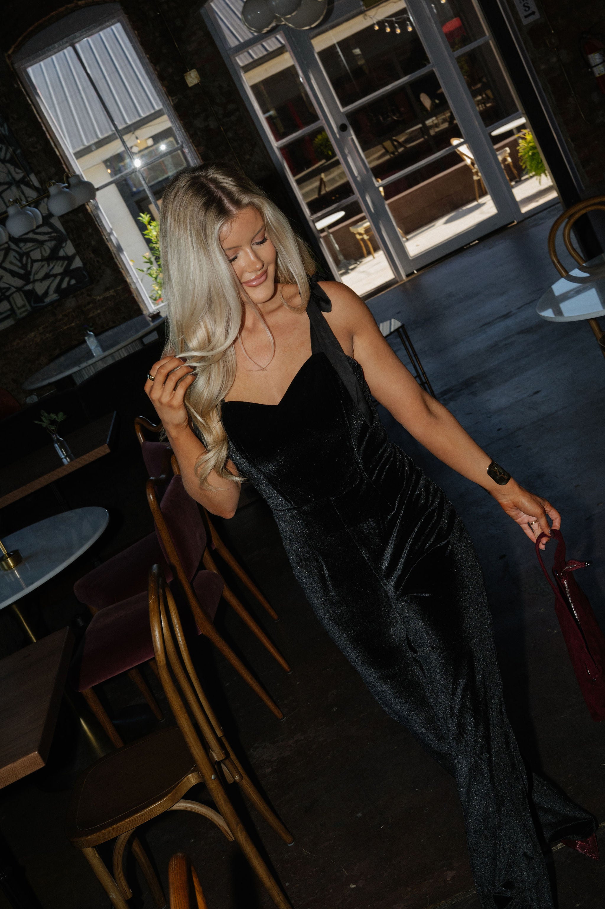 Montgomery Velvet Jumpsuit- Black