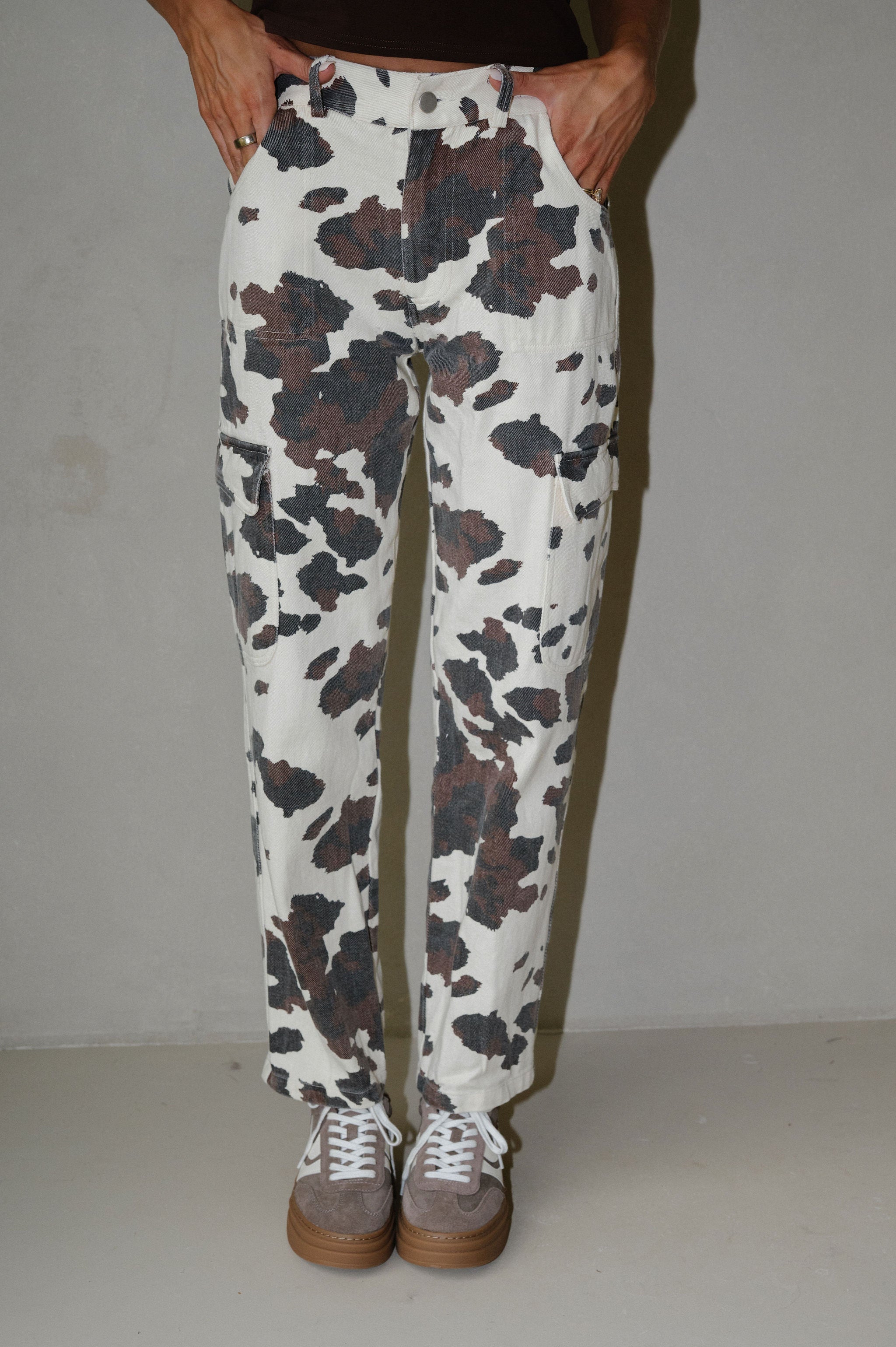 Cow Print Straight Leg Cargos