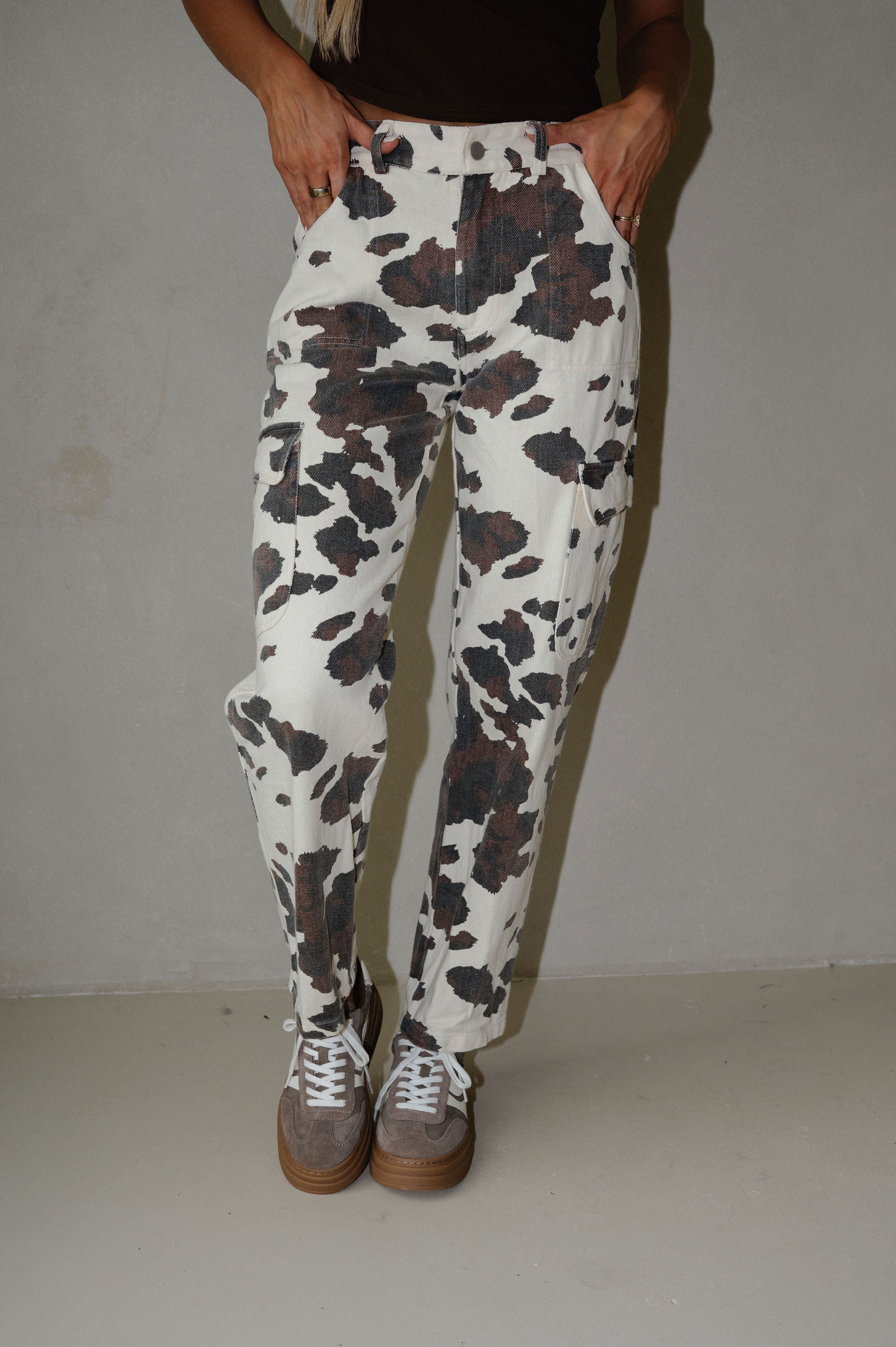 Cow Print Straight Leg Cargos