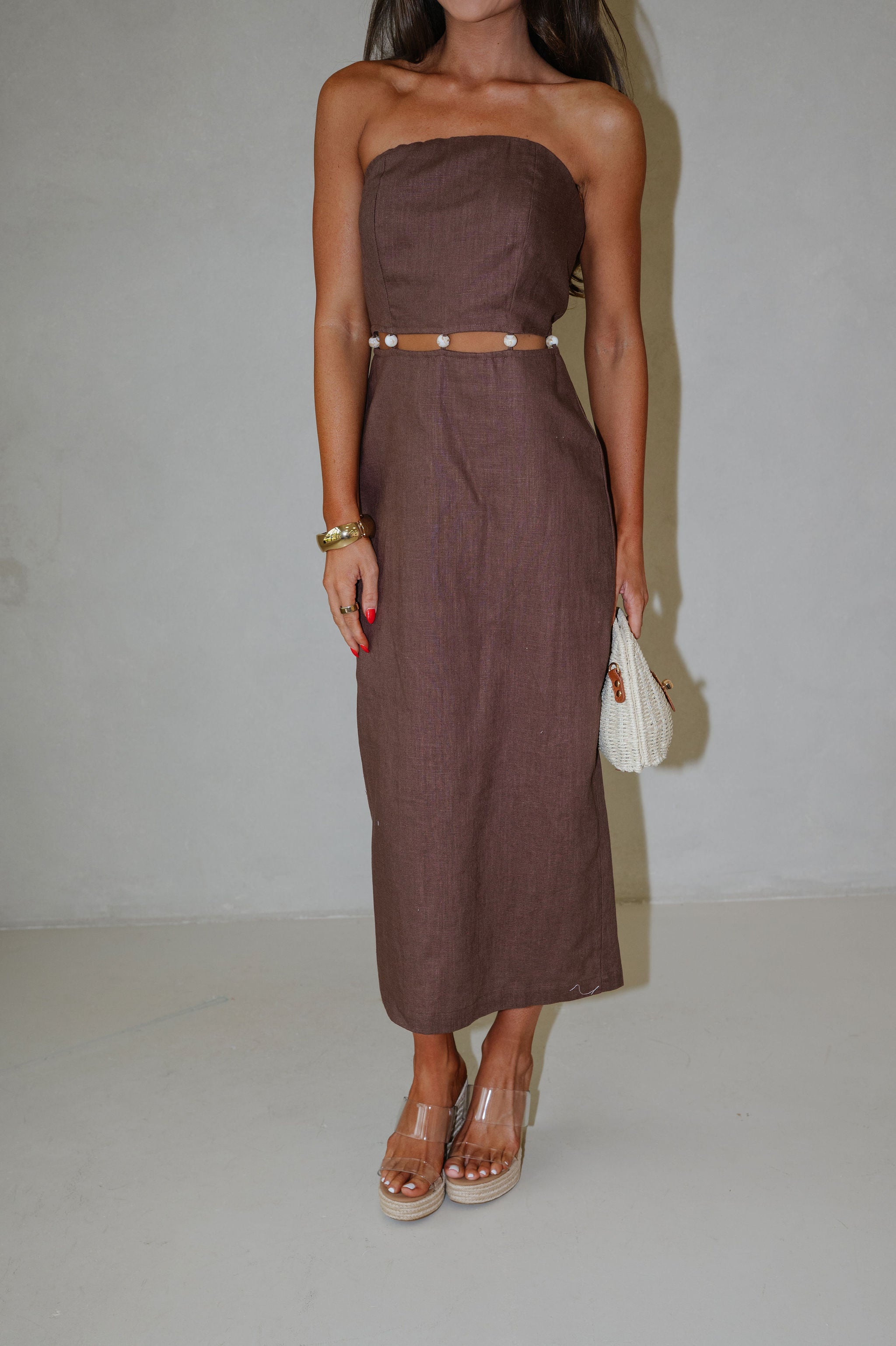 Carter Midi Dress-Brown