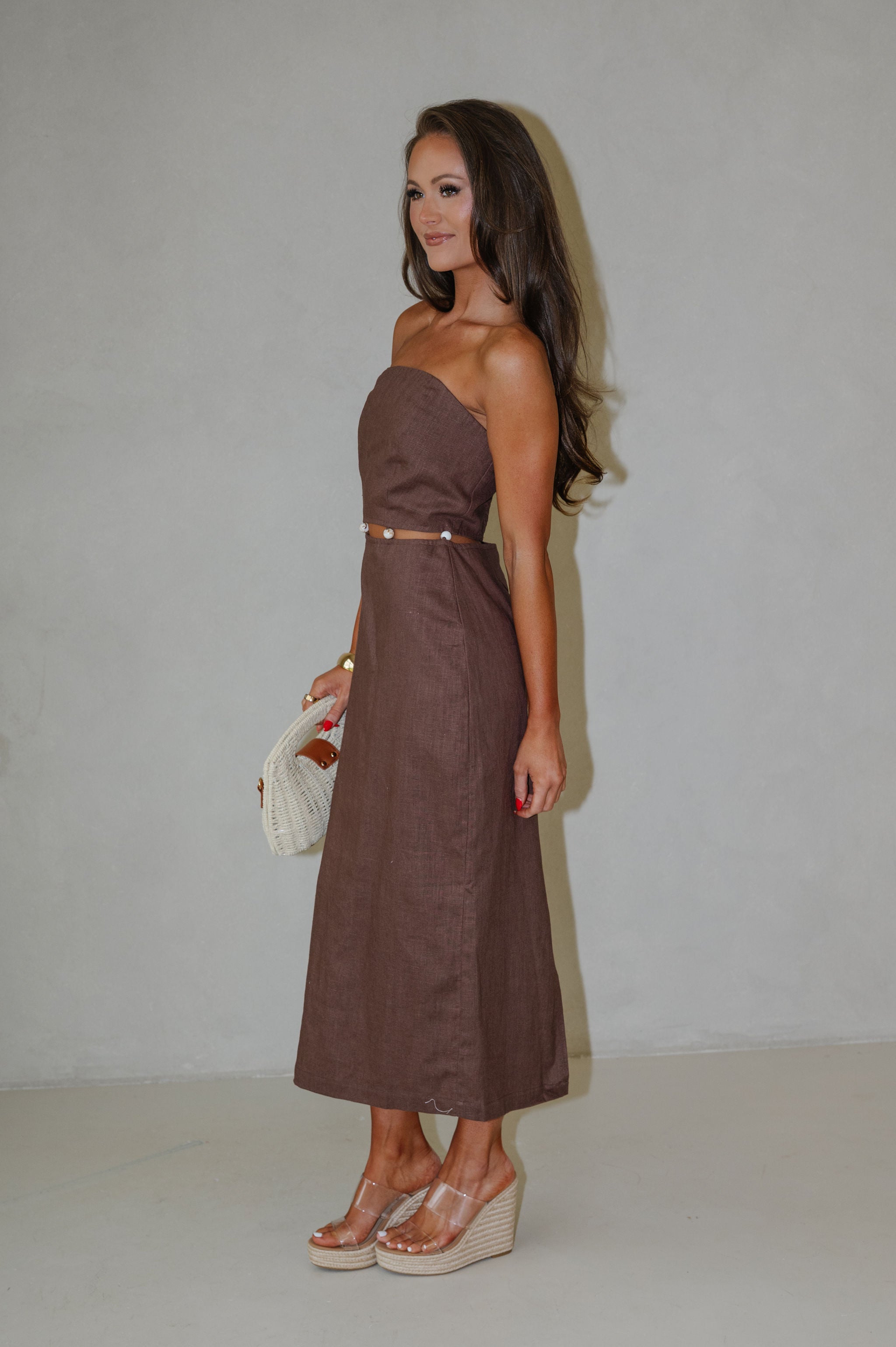 Carter Midi Dress-Brown