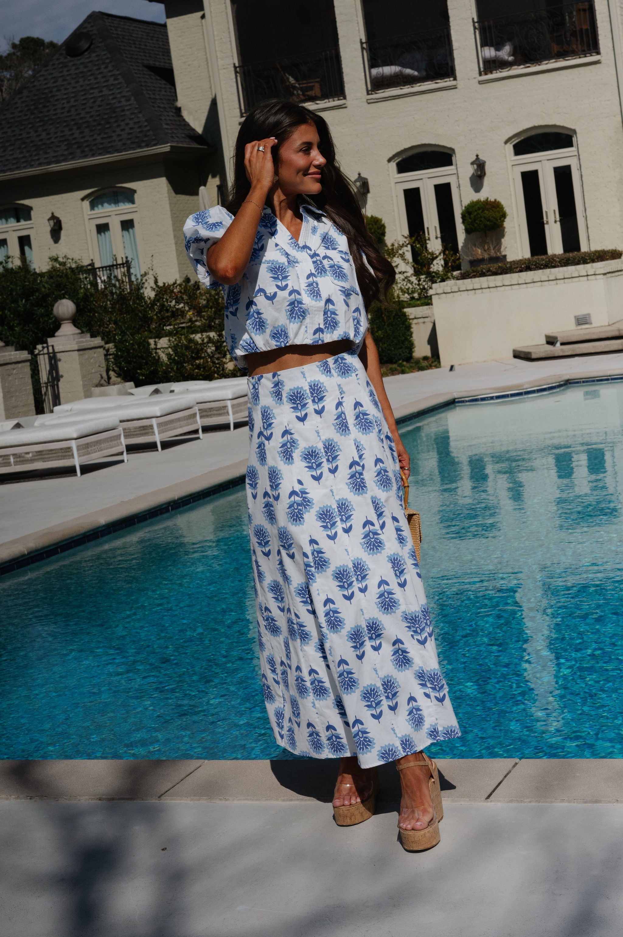 Prewitt Skirt Set-White/Blue