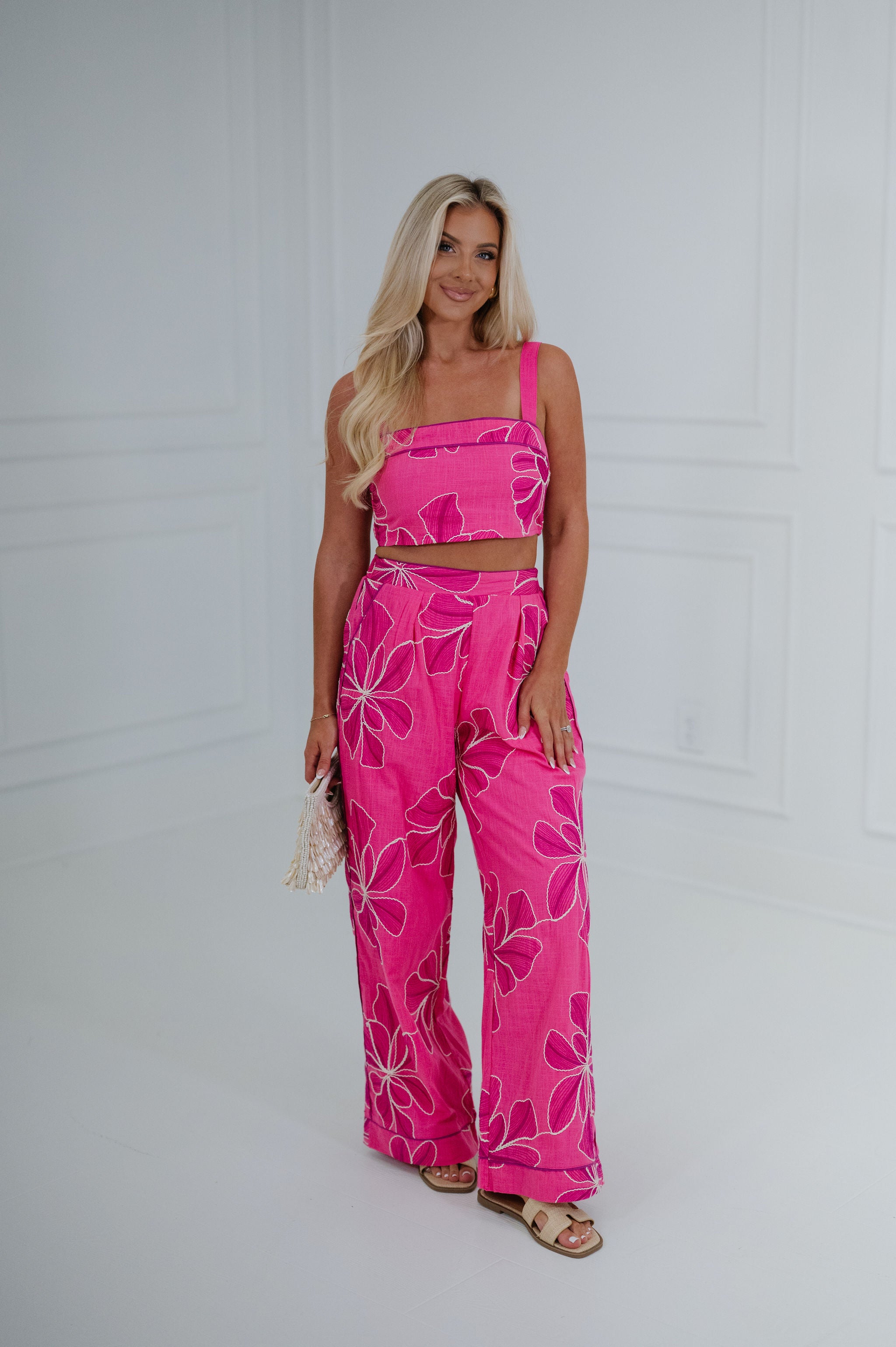 Leslie Pants Set -Hot Pink