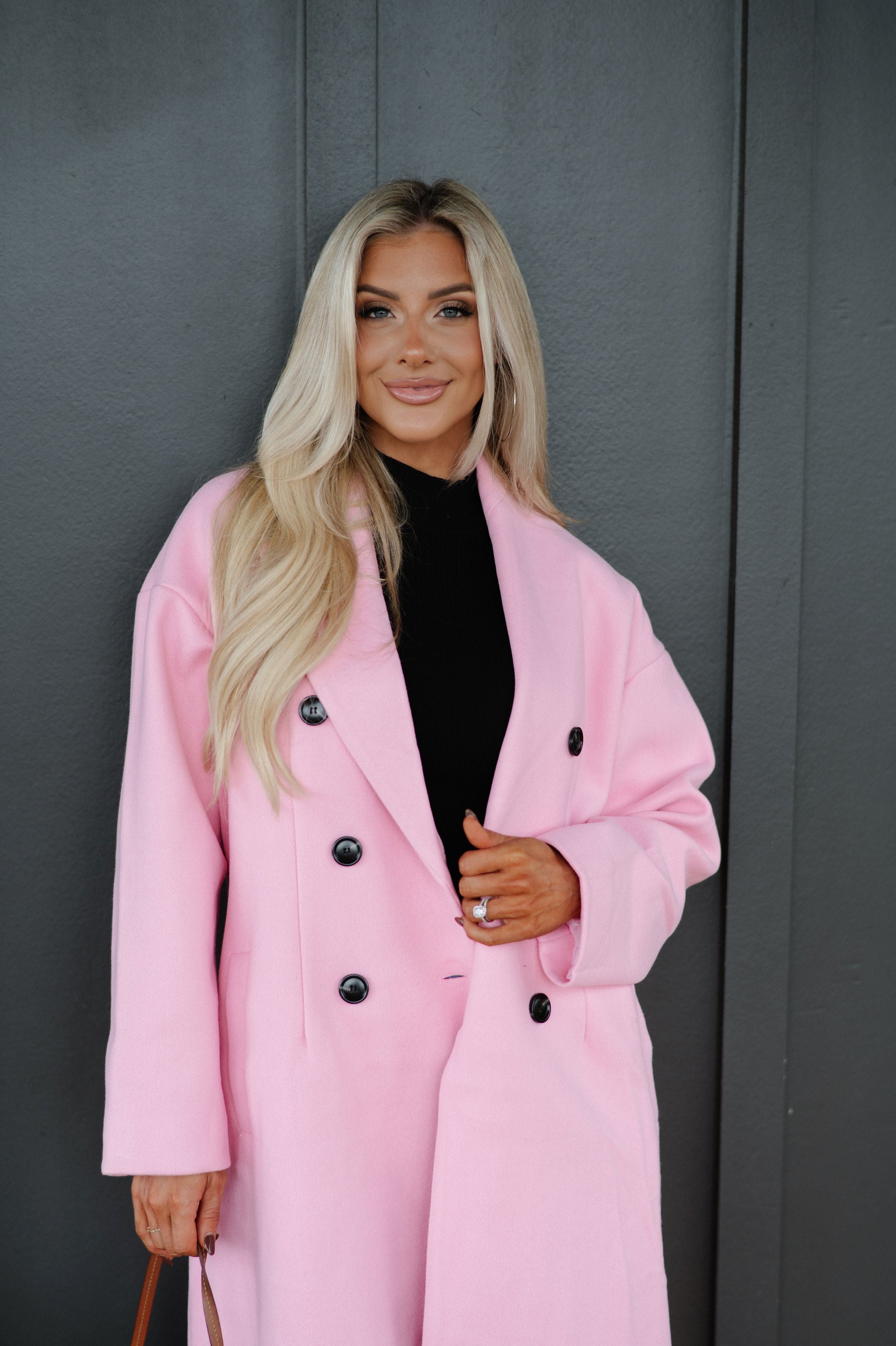 Chic Lapel Coat-Pink