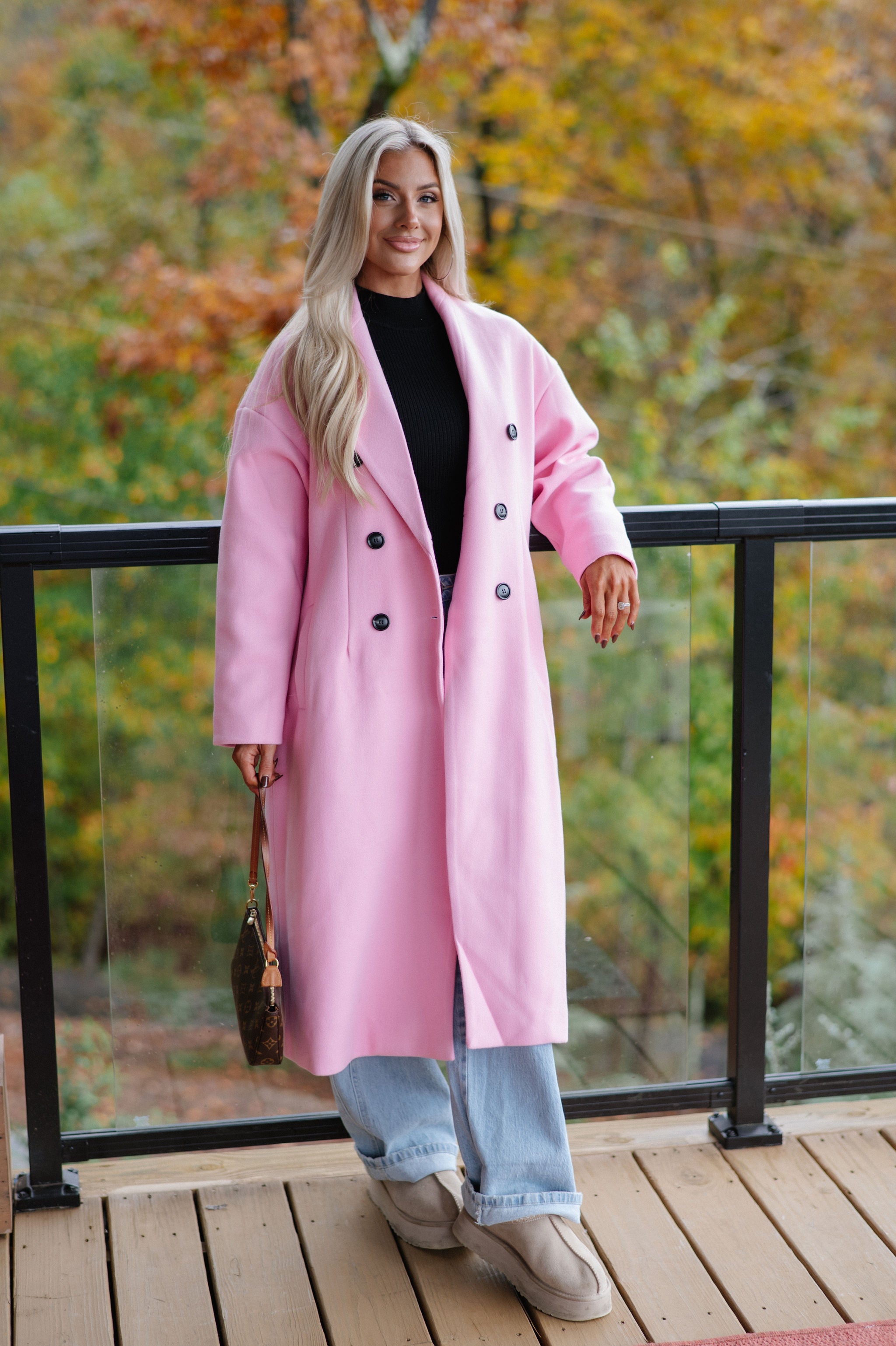 Chic Lapel Coat-Pink