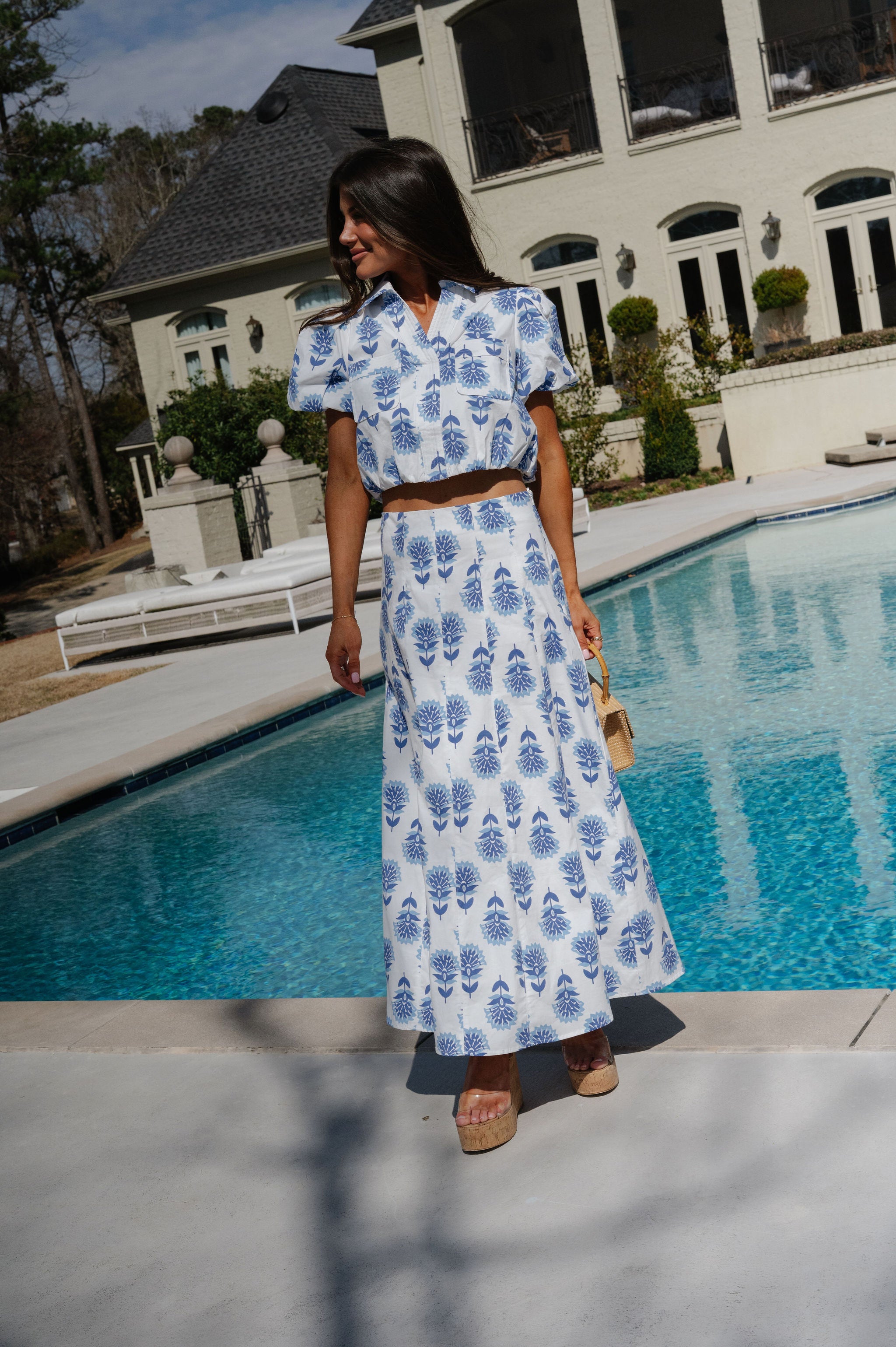 Prewitt Skirt Set-White/Blue
