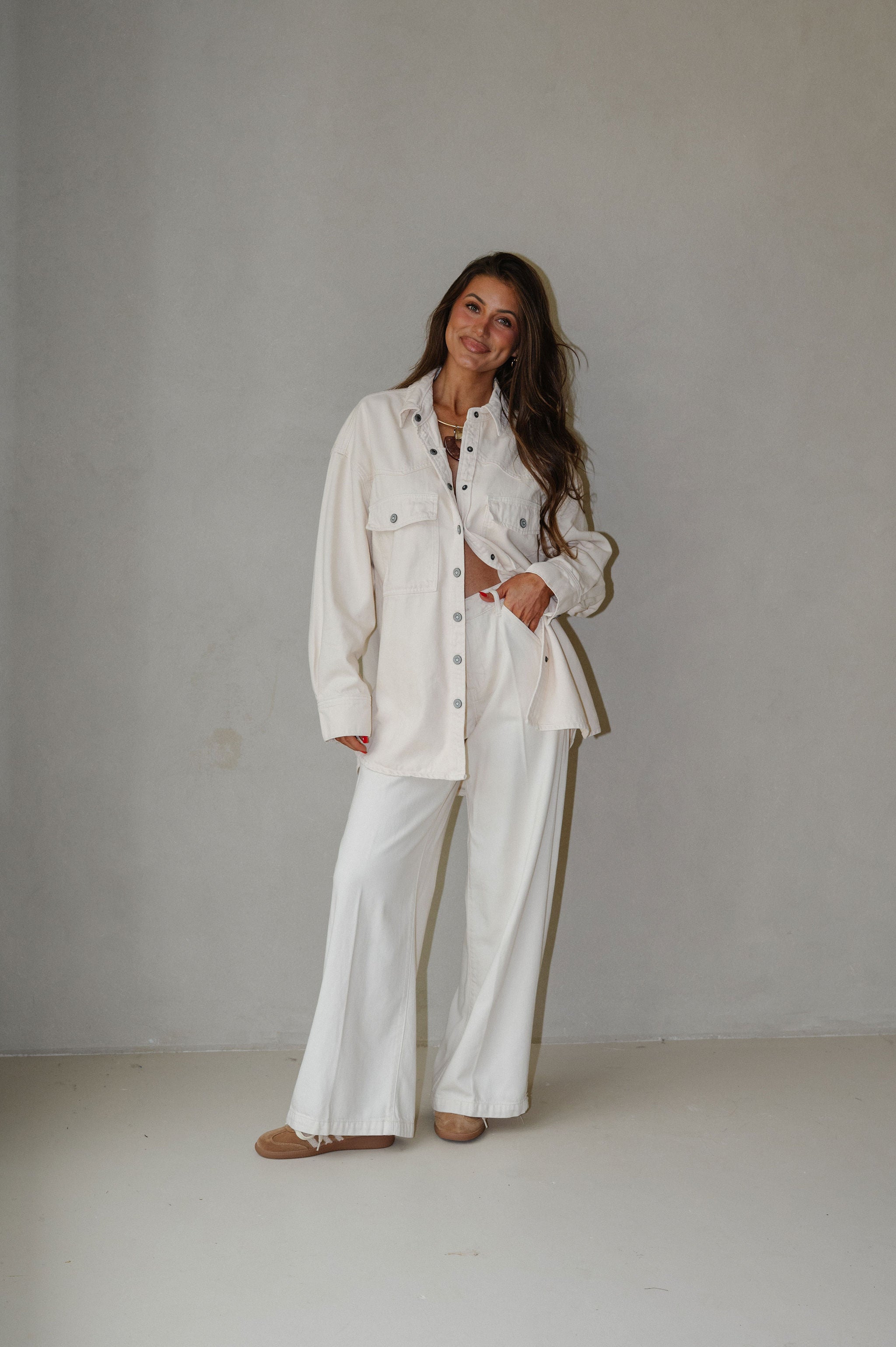 Abel Wide Leg Trouser-Ecru