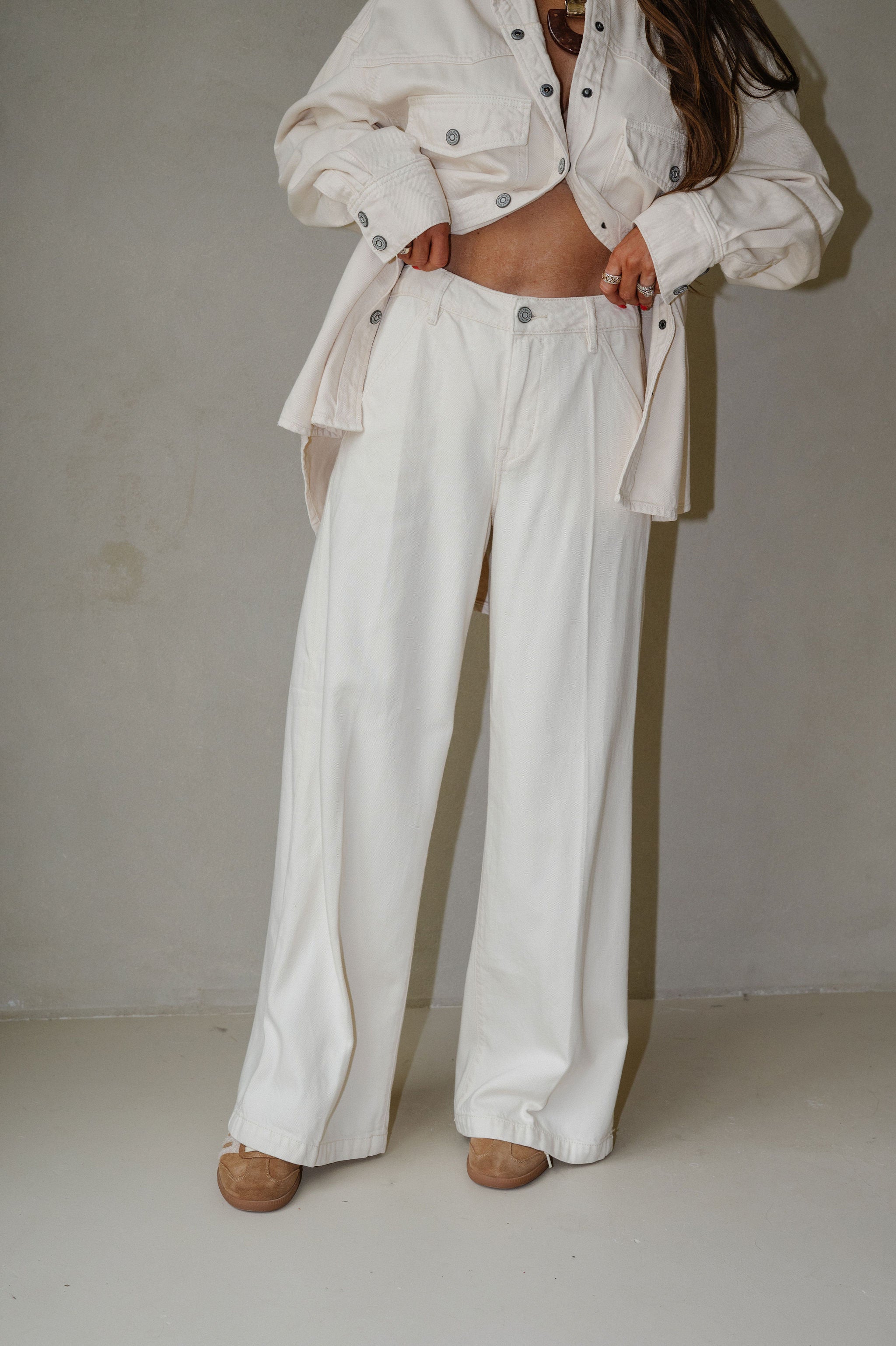 Abel Wide Leg Trouser-Ecru