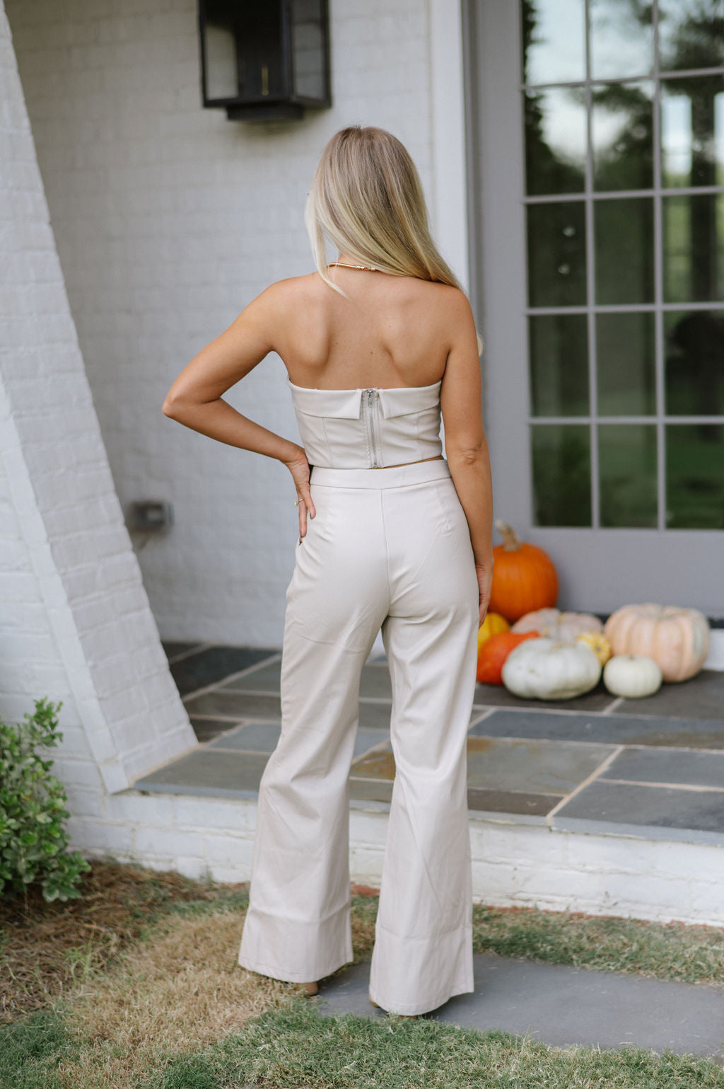 Macon Leather Pants Set-Latte