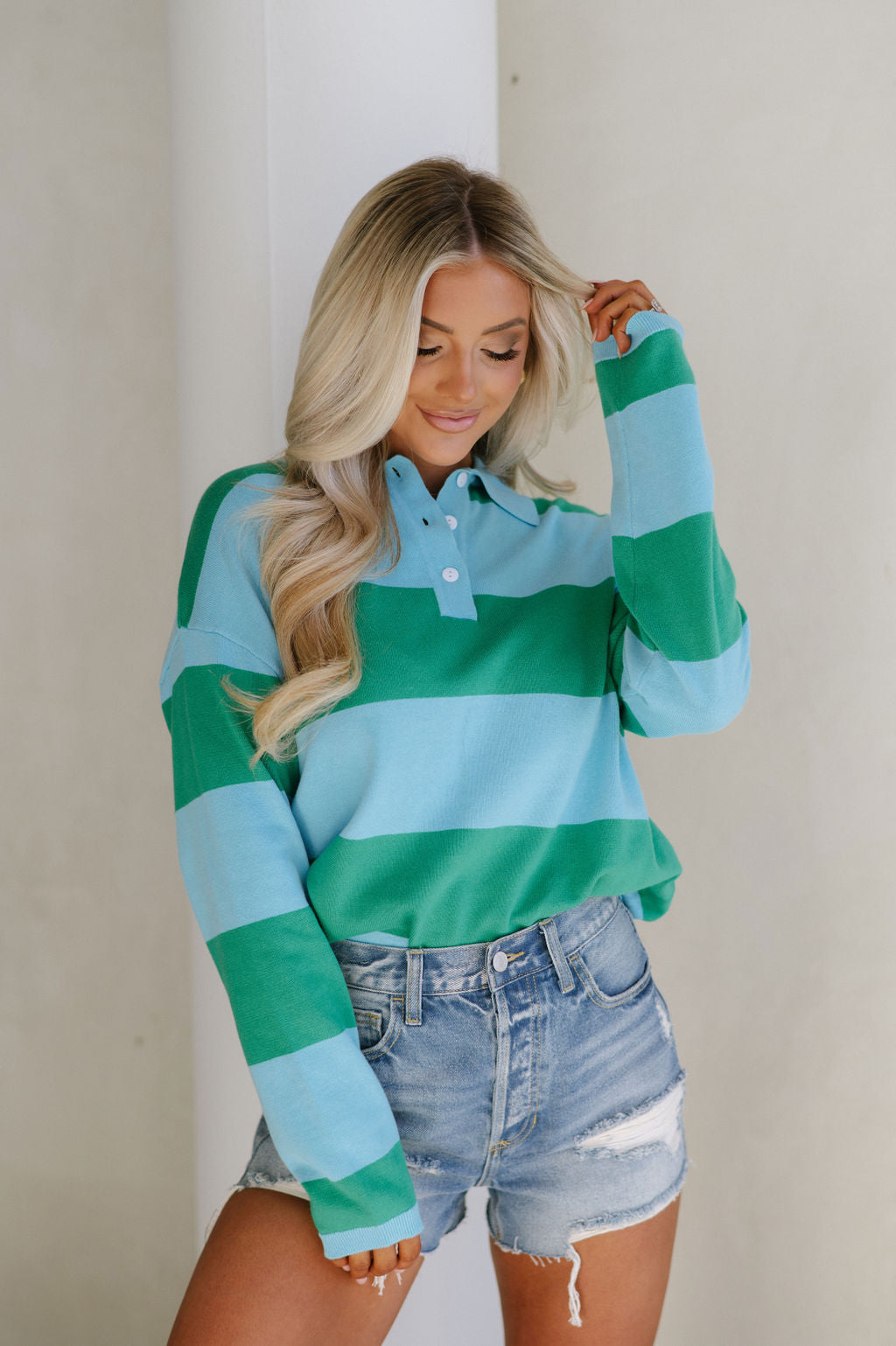 Kit Stripe Sweater-Blue/Green