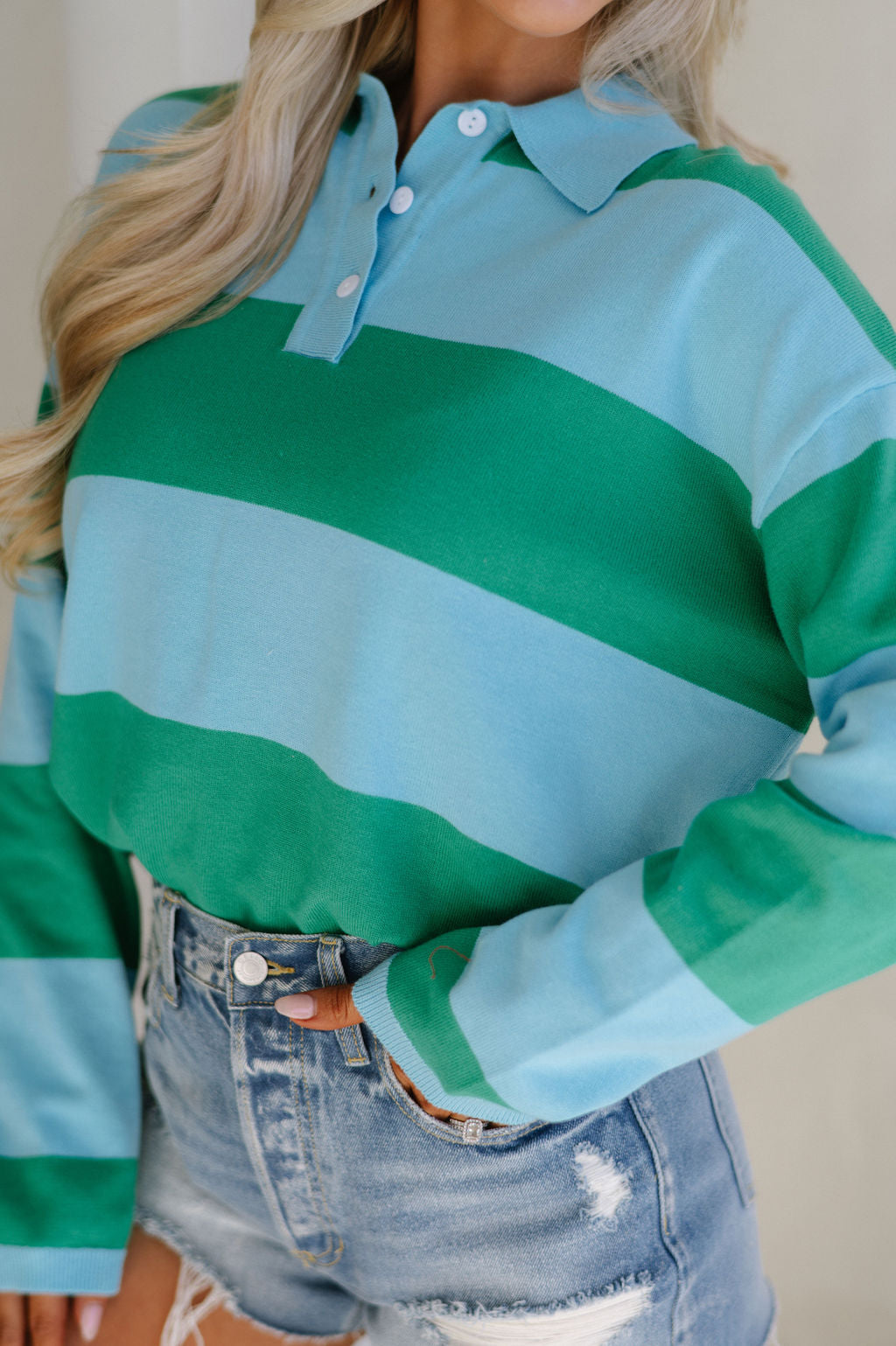 Kit Stripe Sweater-Blue/Green