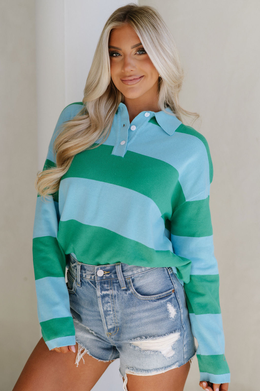 Kit Stripe Sweater-Blue/Green