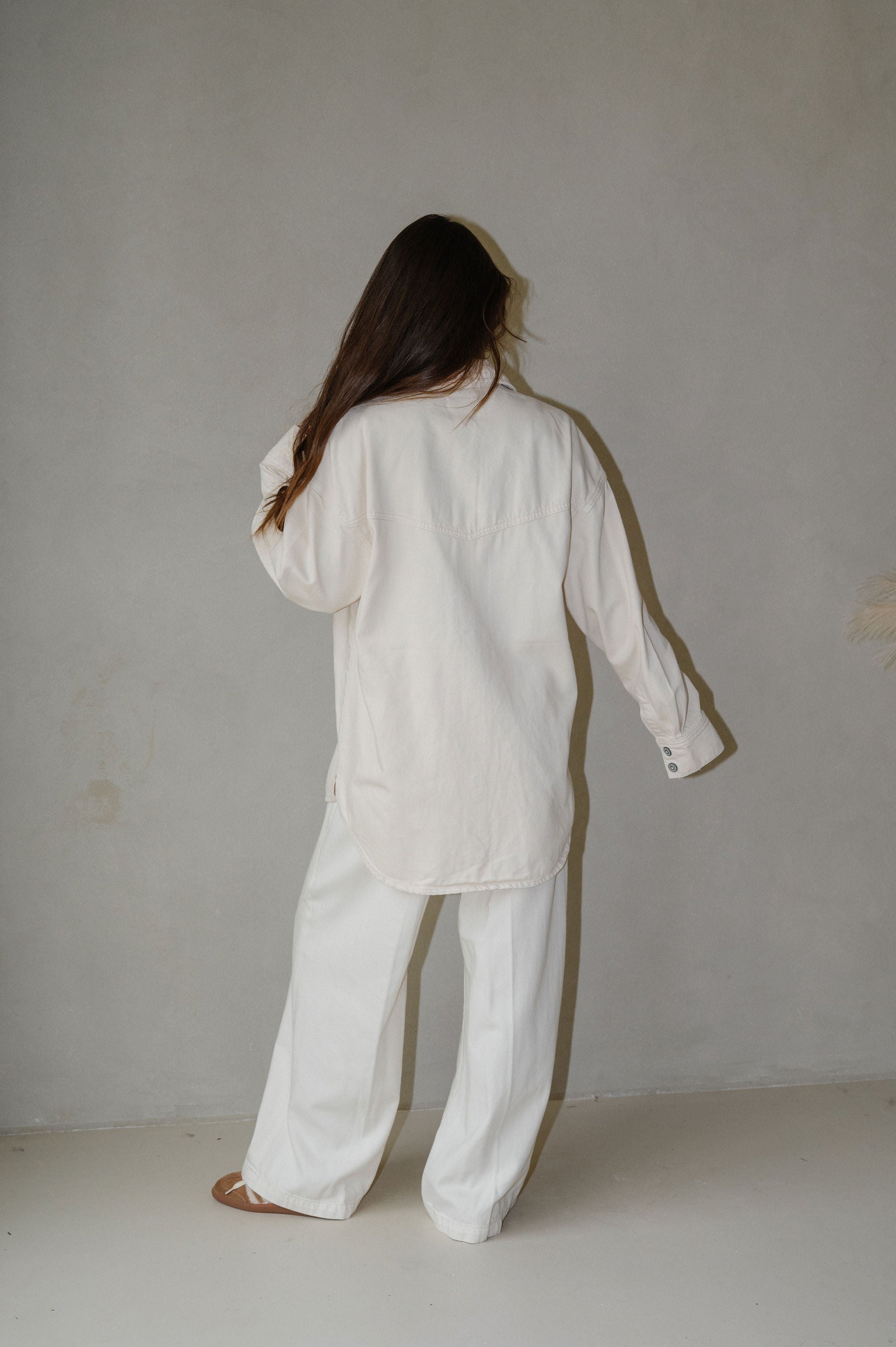 Oversized Western Shirt-Ecru