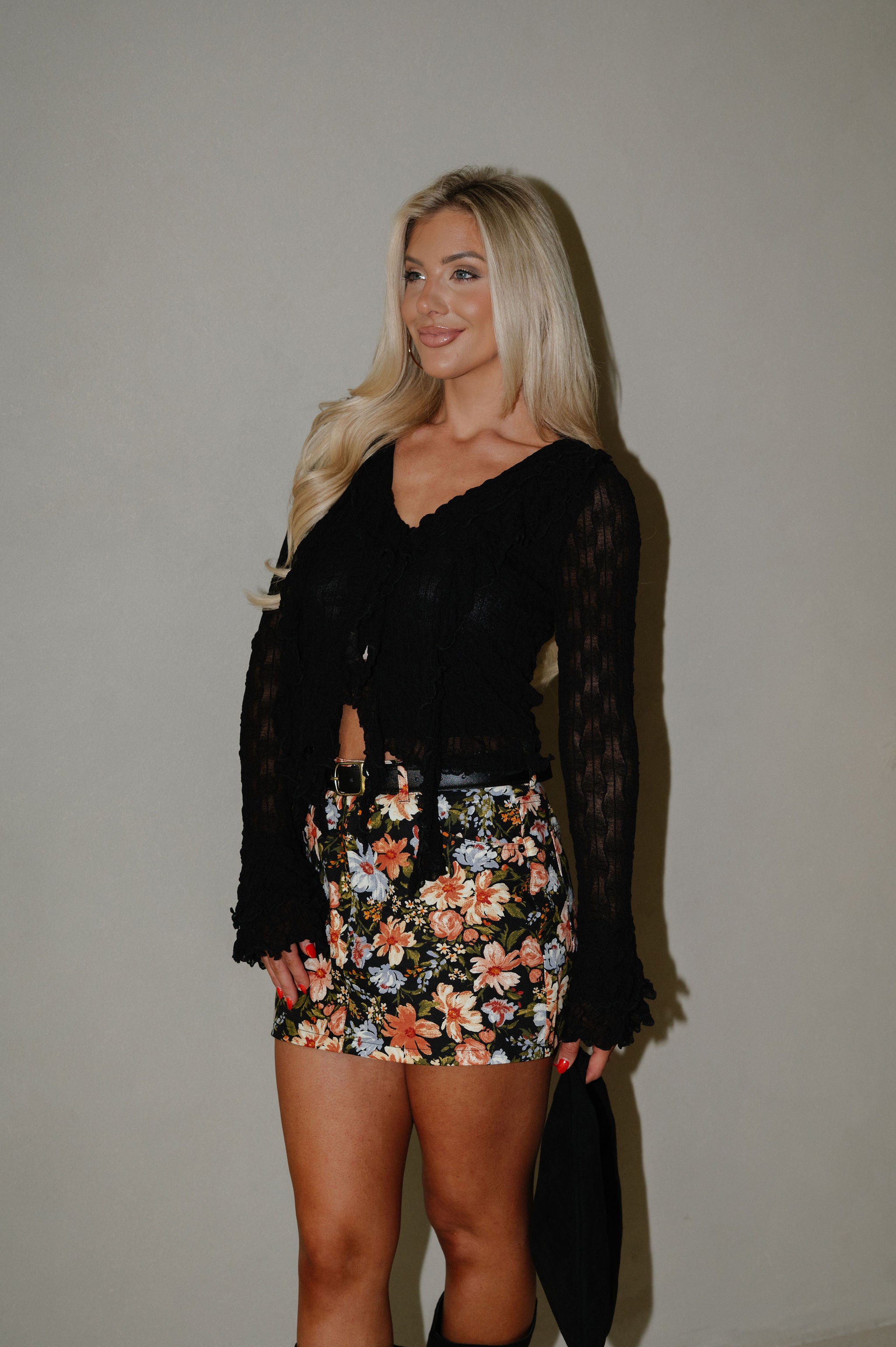 Cherise Ruffled Top-Black