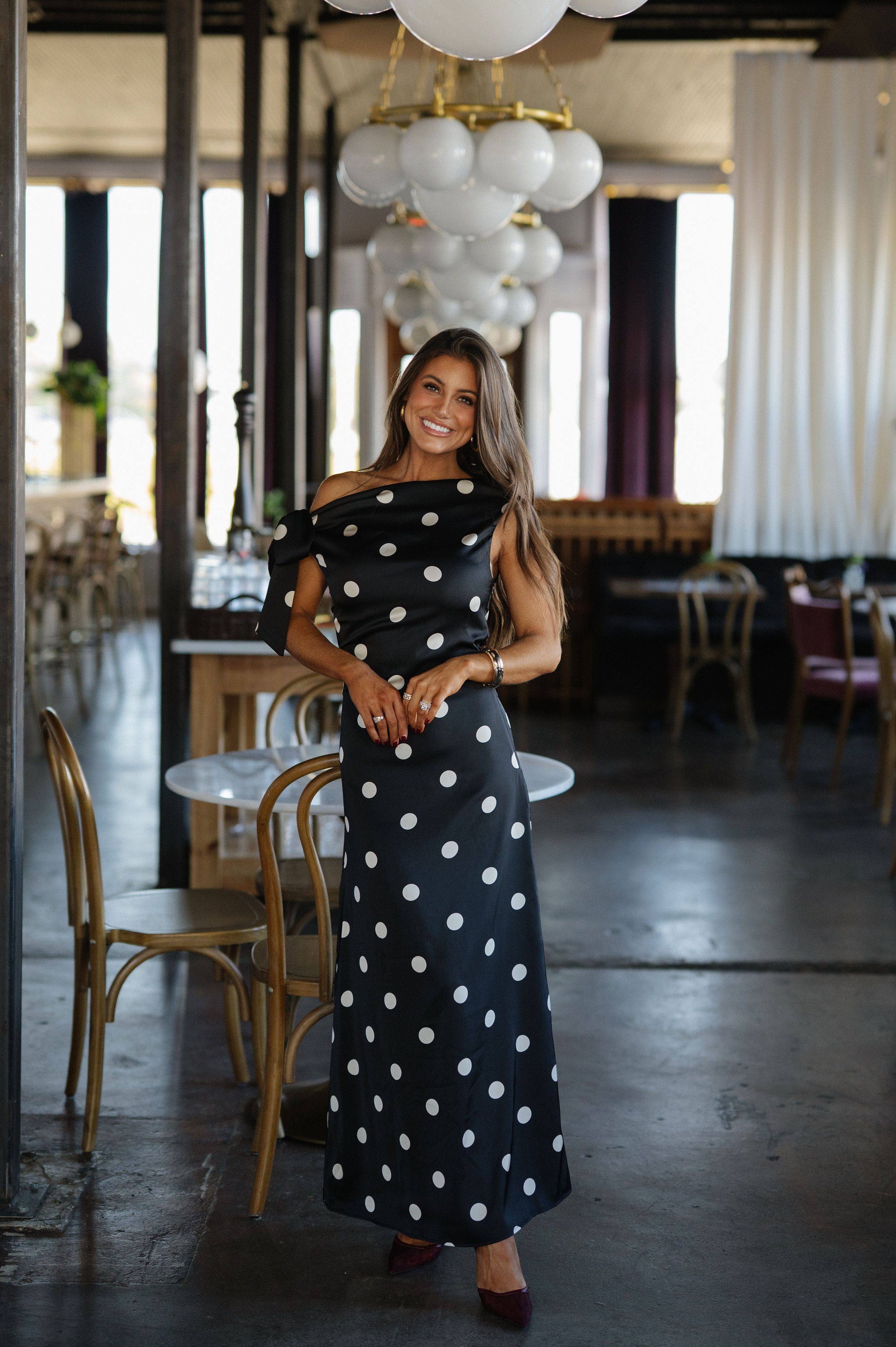 Remie Polka Dot Dress-Black