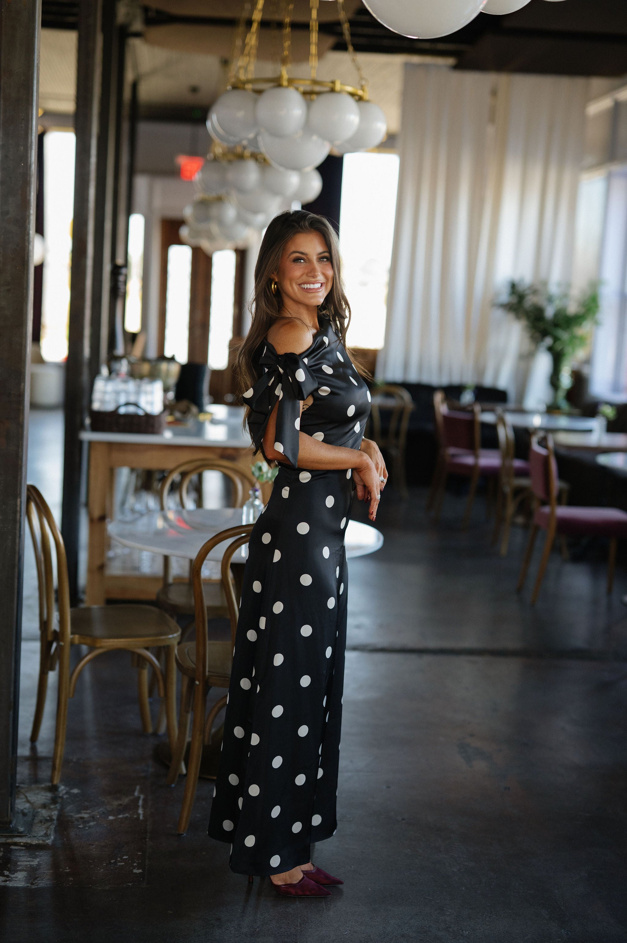 Remie Polka Dot Dress-Black