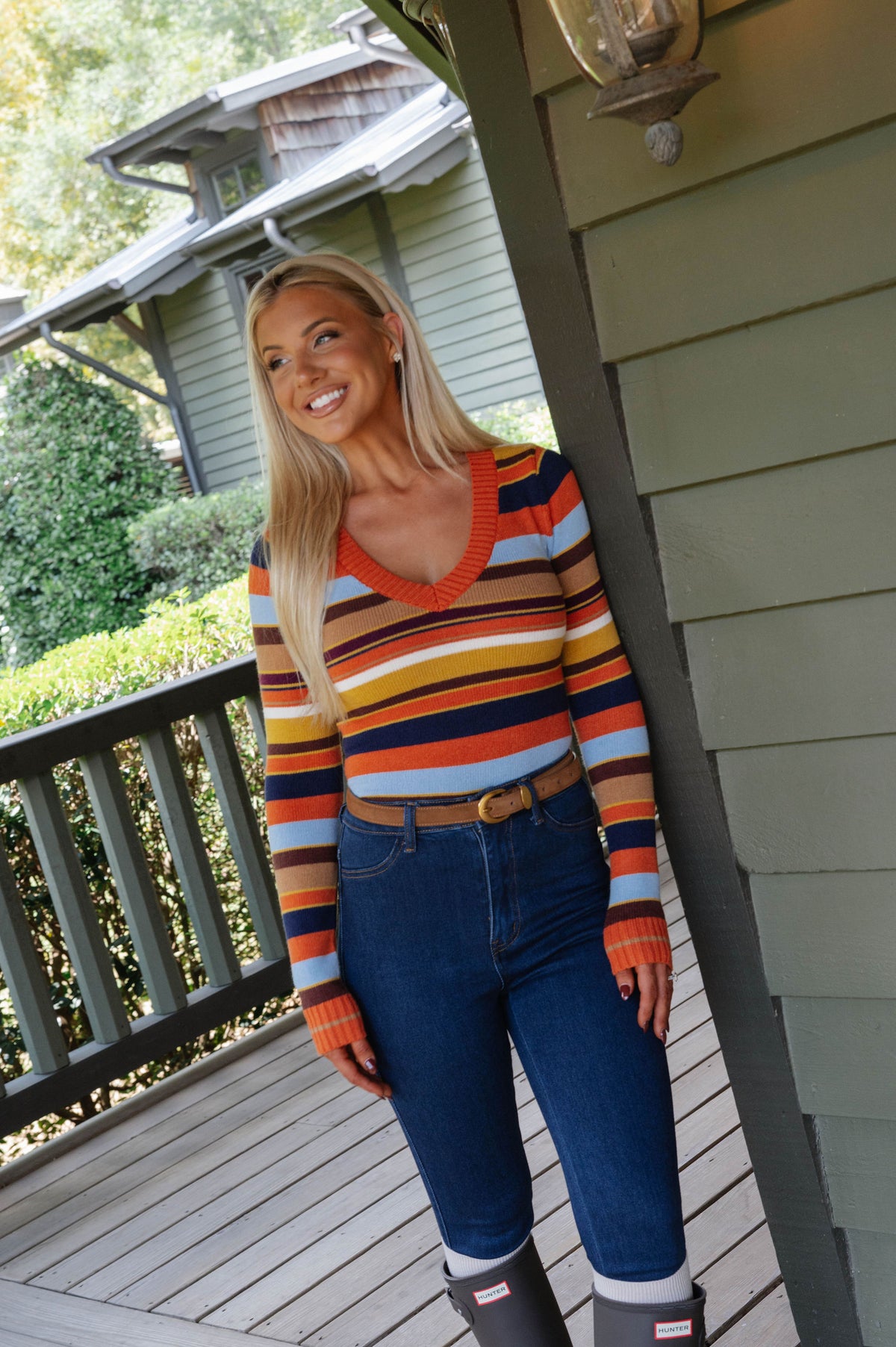 Celia Striped Knit Sweater-Multi