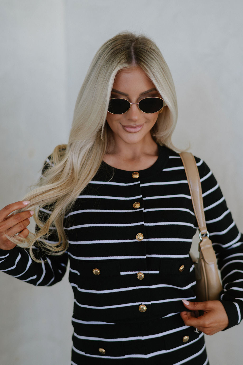 Rianna Stripe Shorts Set-Black