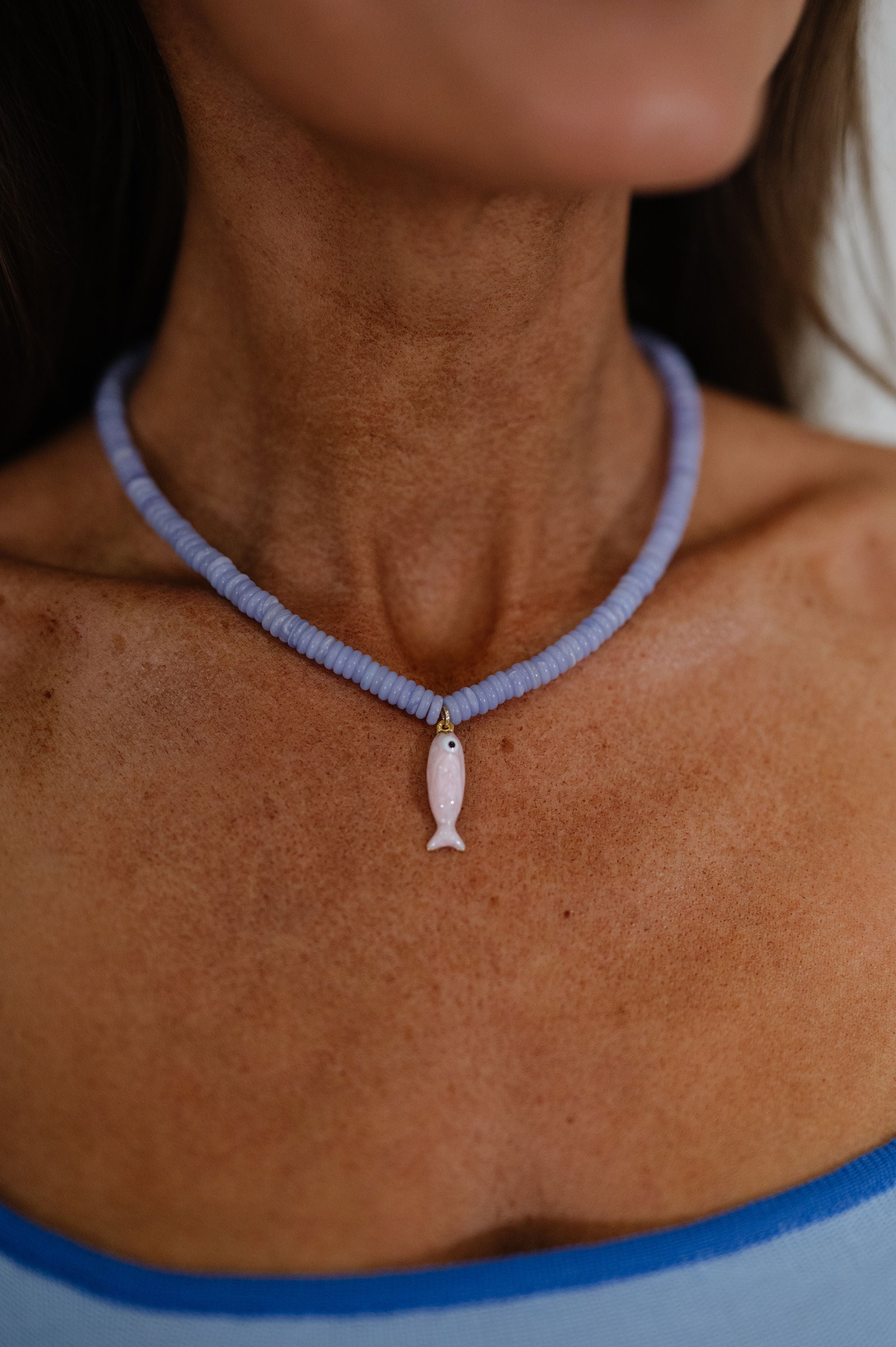 Fish Pendant Necklace-Lavender/Pink