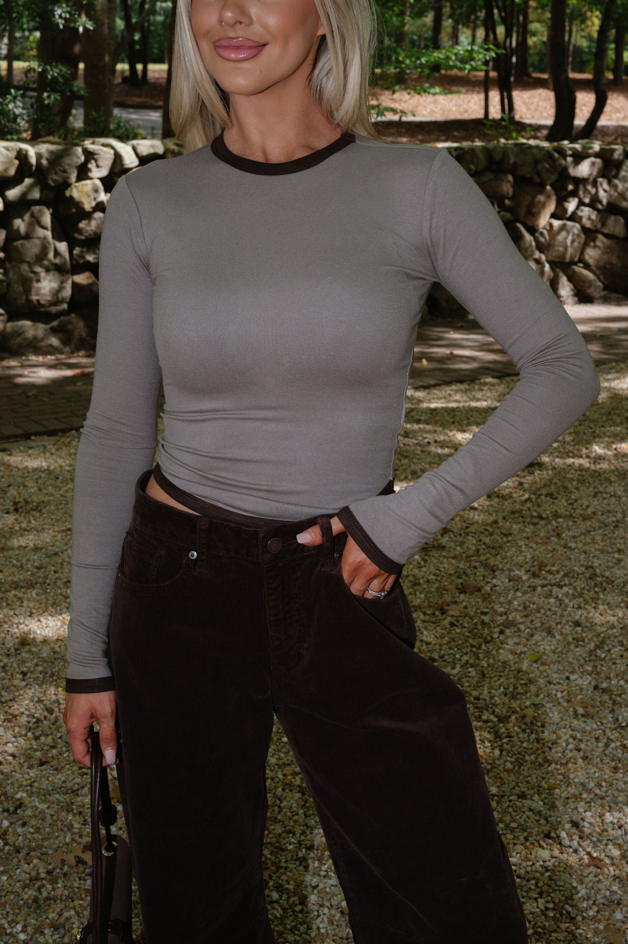 Langley Top-Olive/Dark Brown