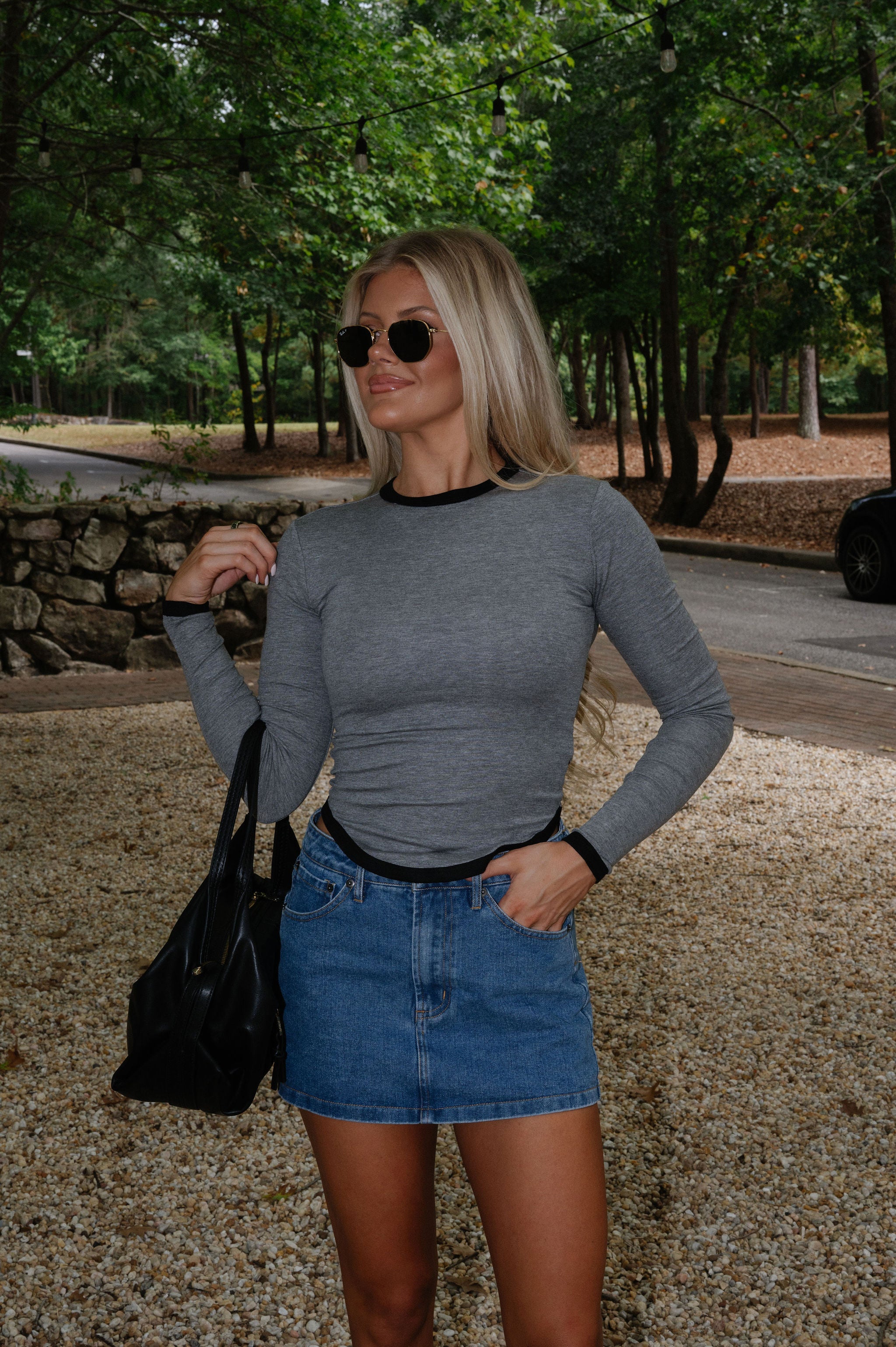 Langley Top-Heather Grey/Black