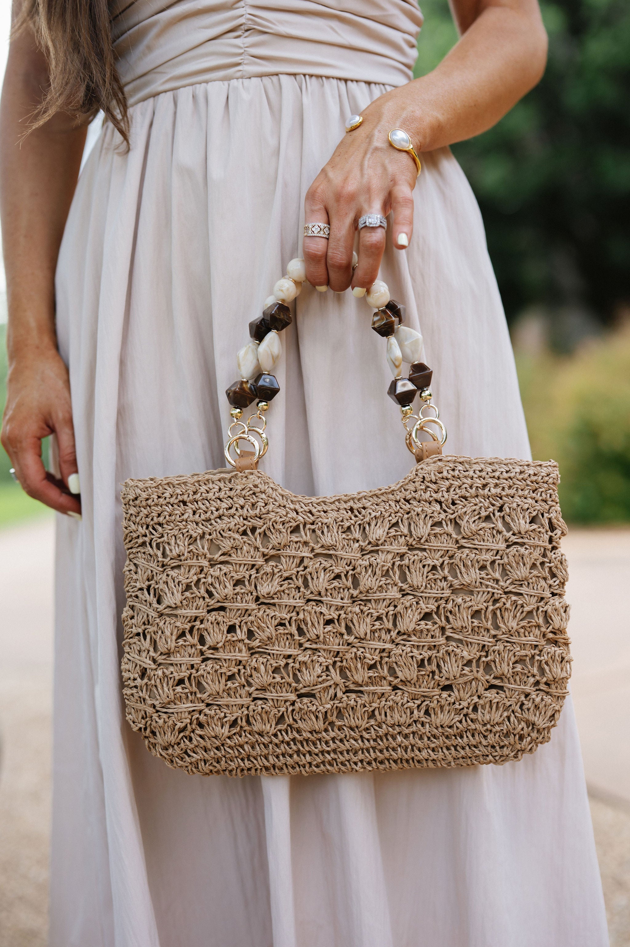 Nora Crochet Tote Bag- Natural
