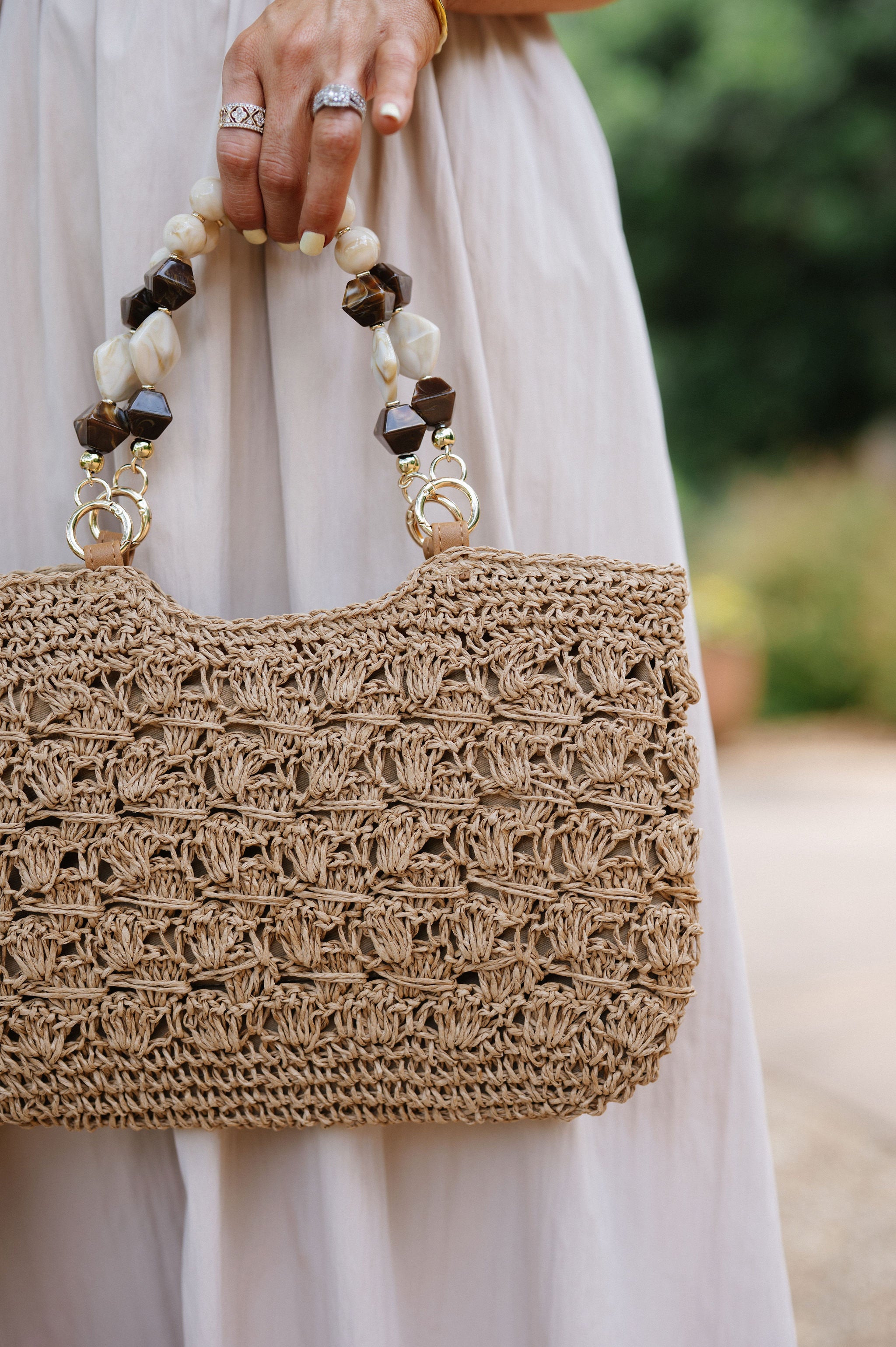 Nora Crochet Tote Bag- Natural