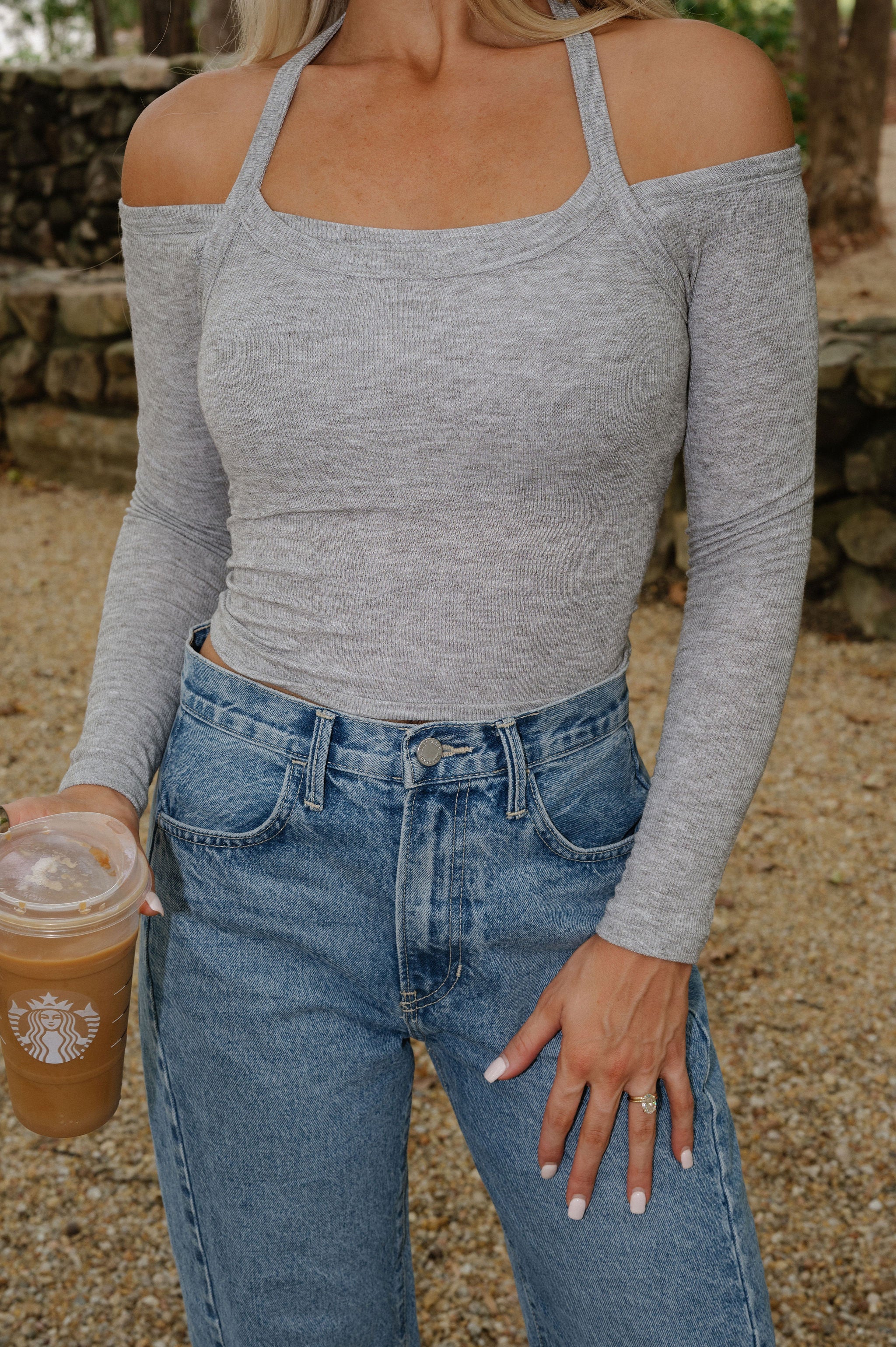 OTS Knit Top-Heather Grey