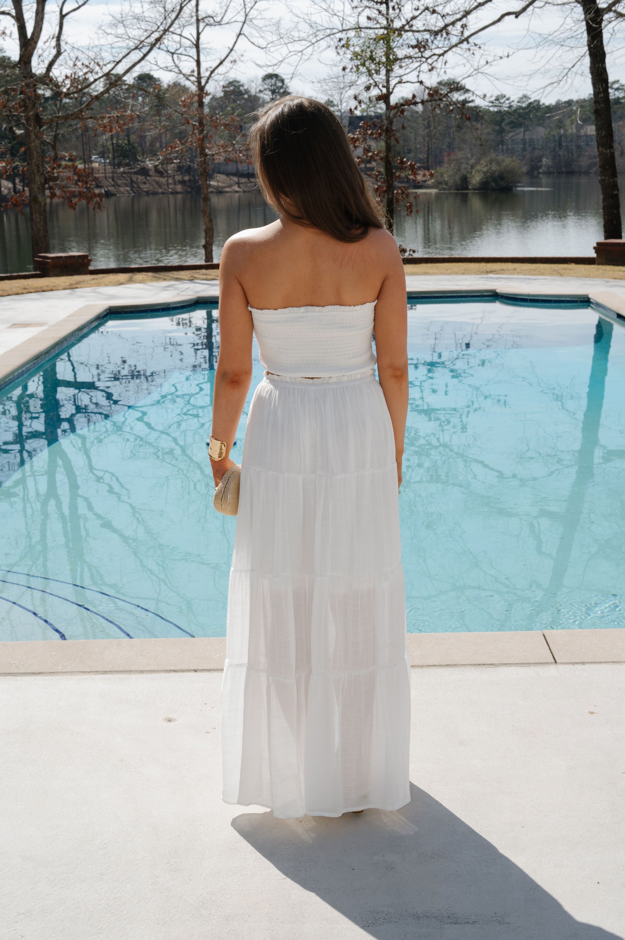 Jenni Tiered Skirt Set-White