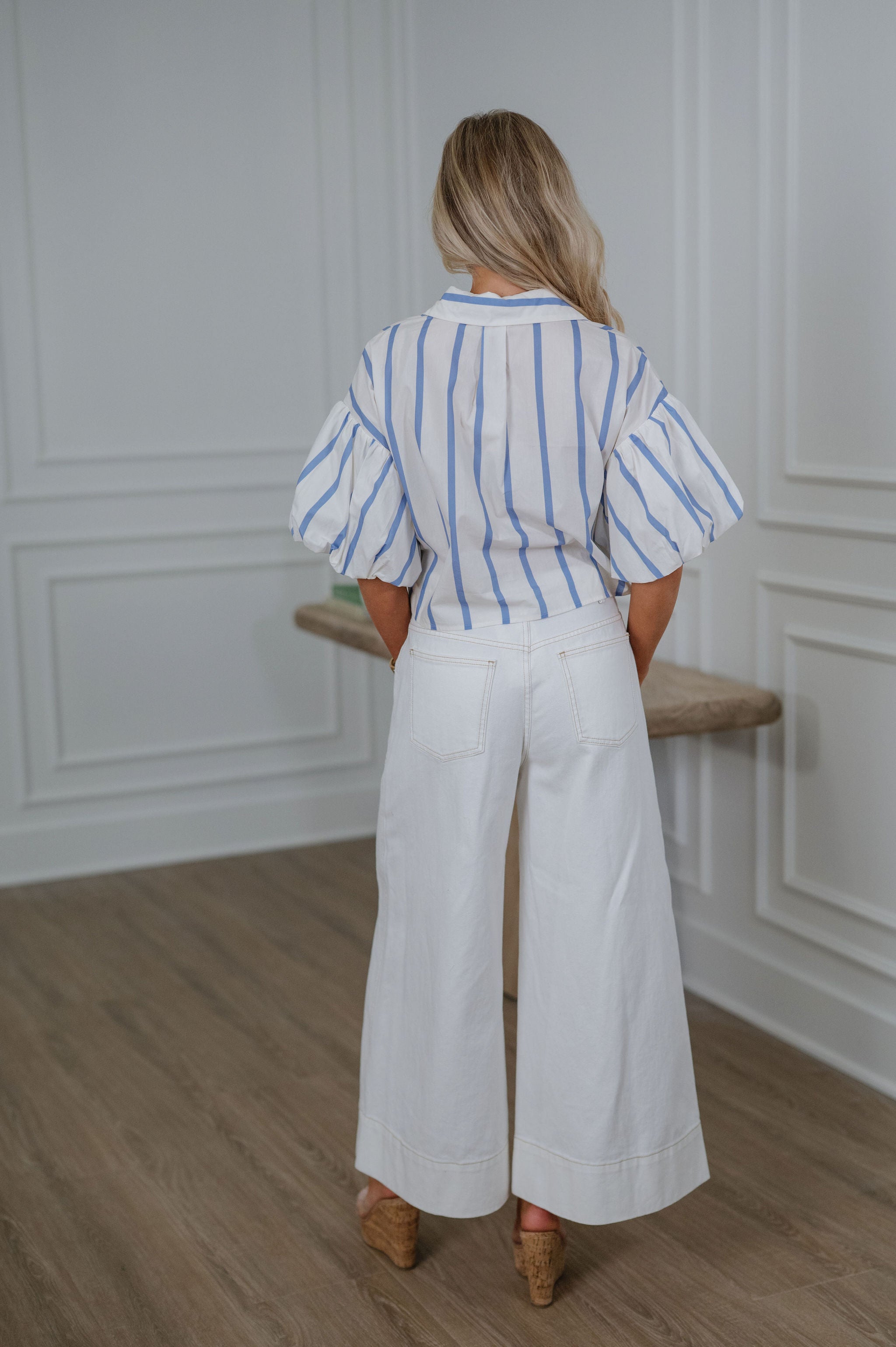 Amelia Puff Sleeve Top-Blue