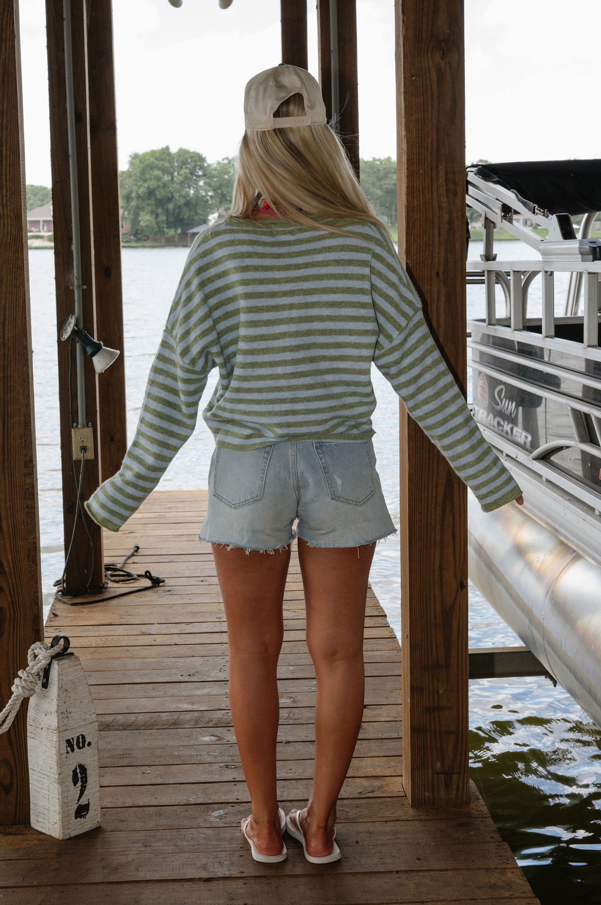 Sony Striped Cardigan-Matcha