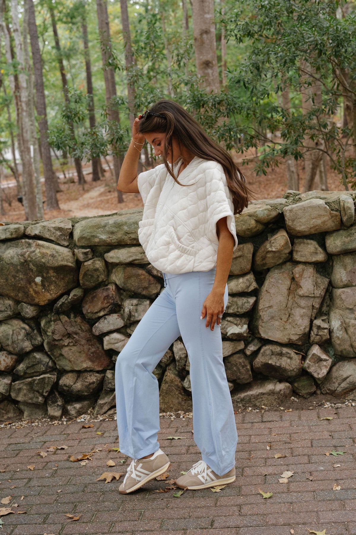 Peyton Bubble Flare Pants-Pastel Blue
