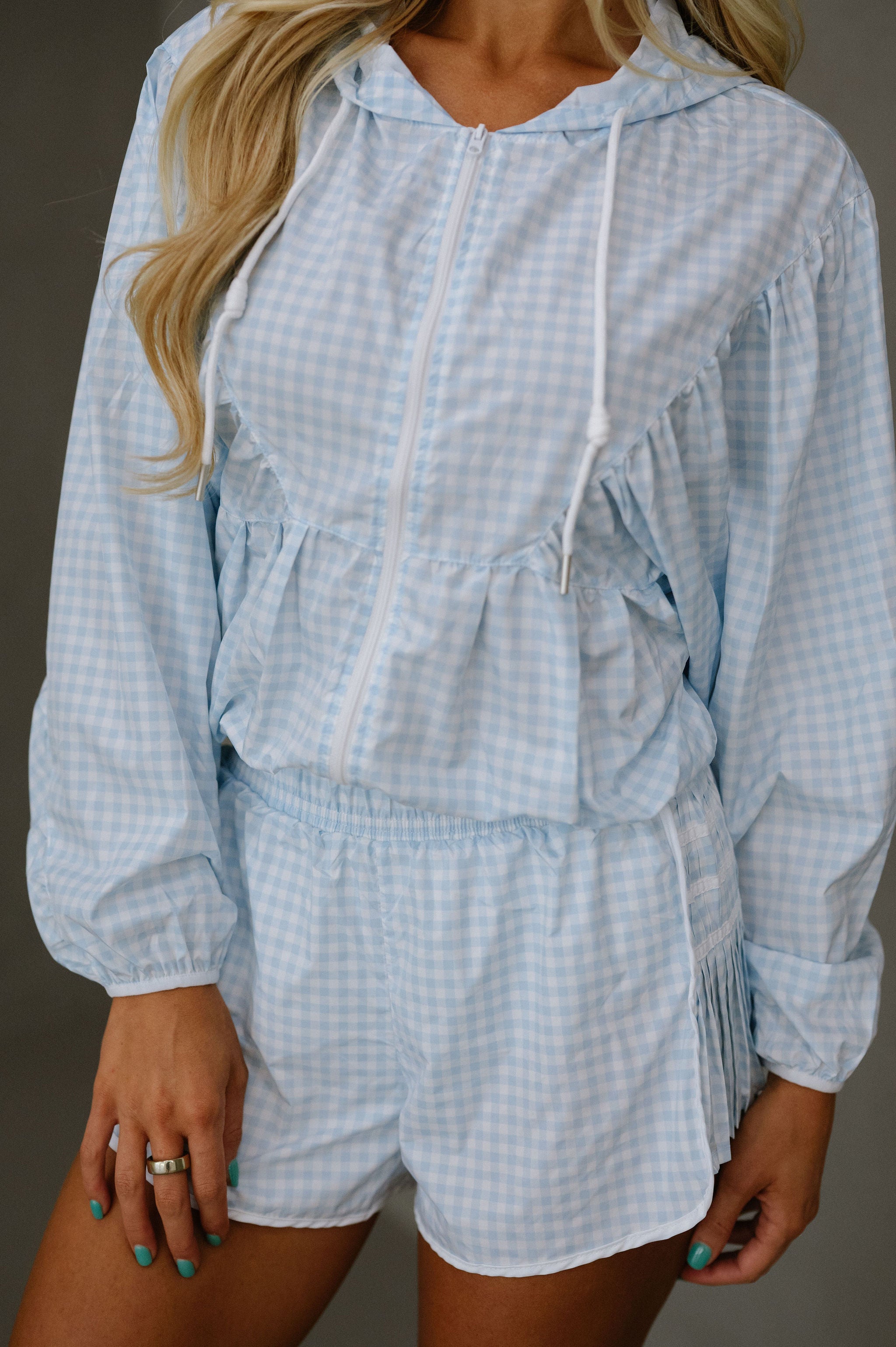 Daisy Boxer Shorts Set-Blue Gingham