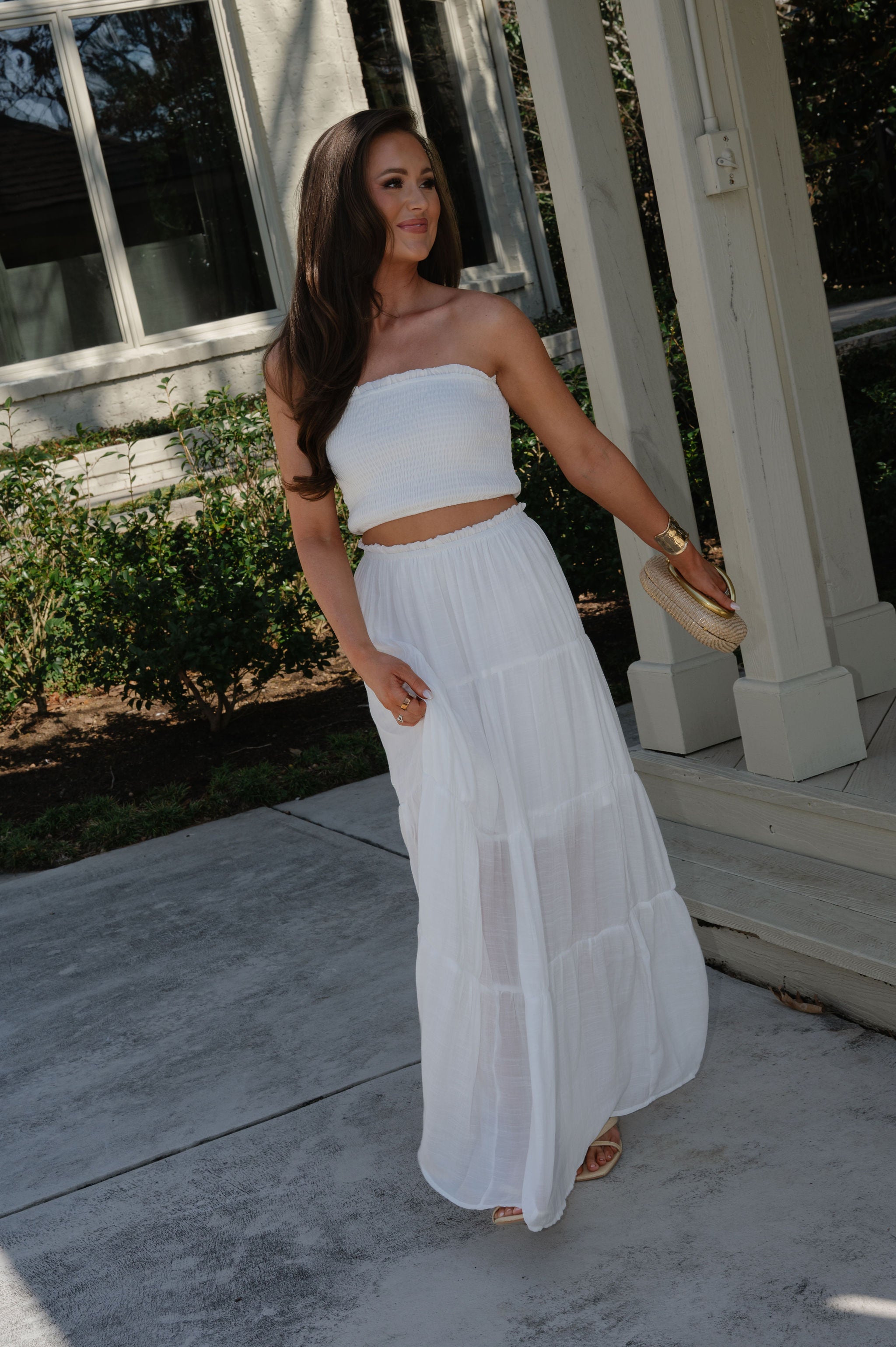 Jenni Tiered Skirt Set-White