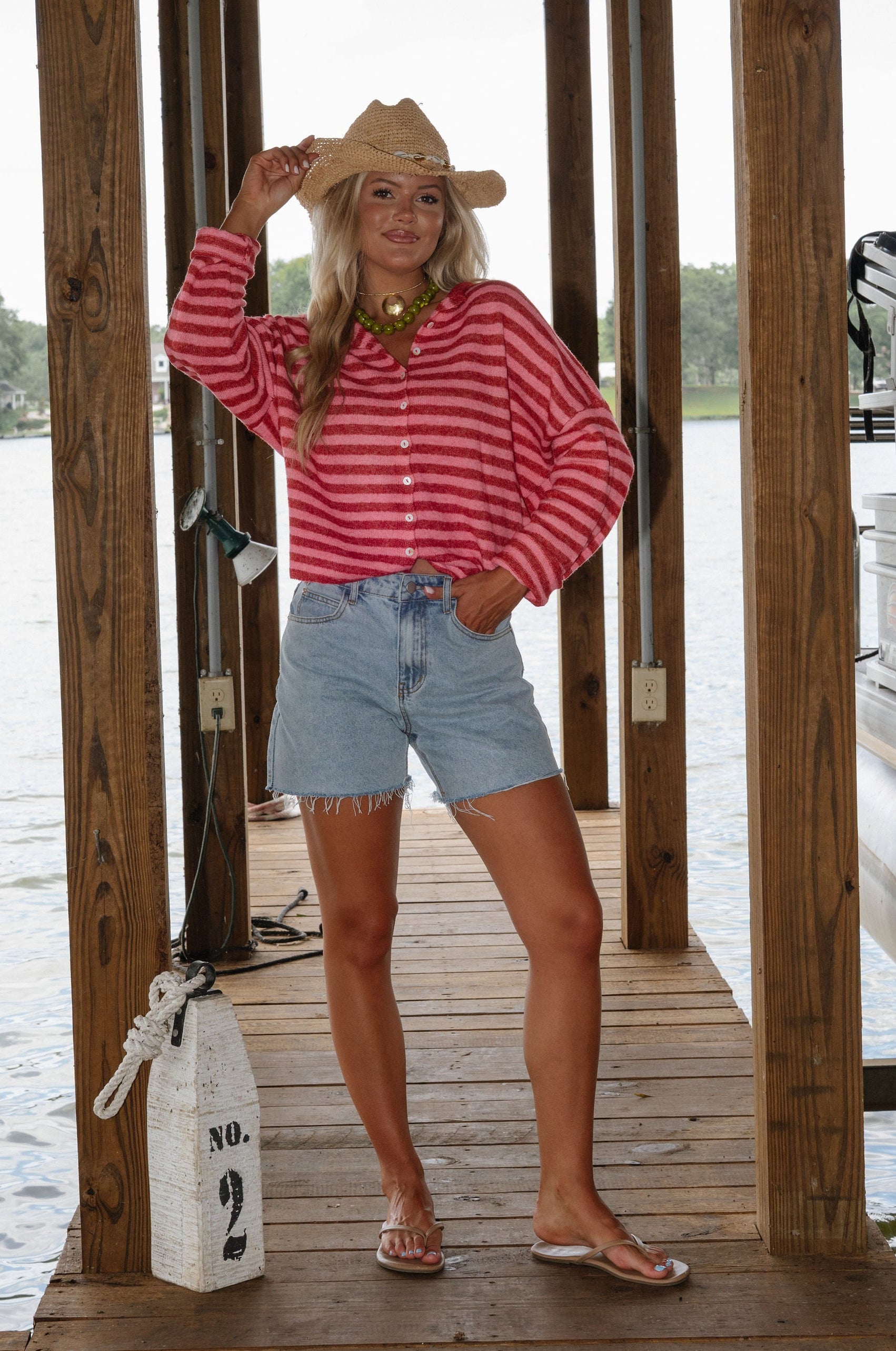 Sony Striped Cardigan-Red Combo