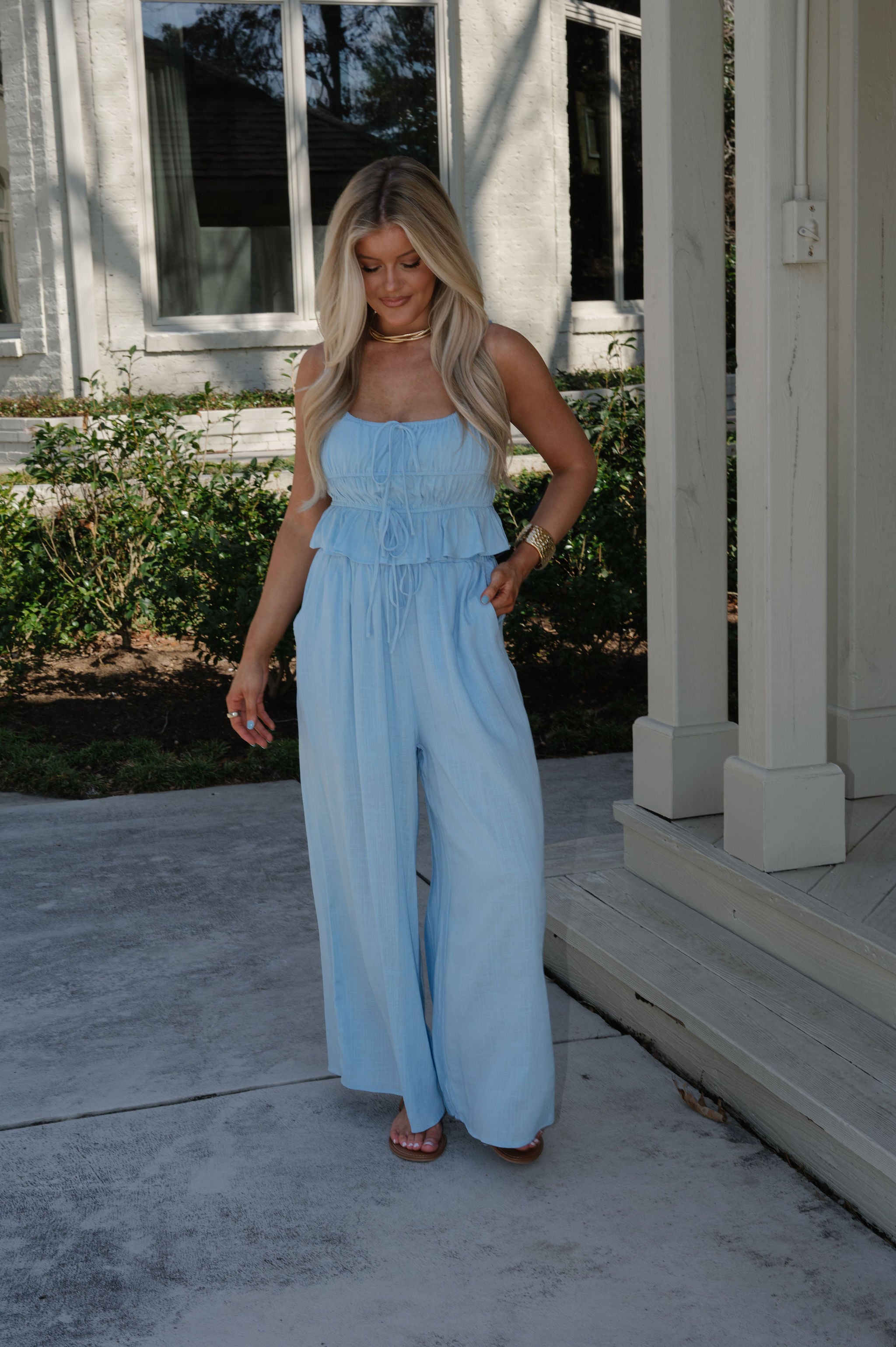 Morgan Palazzo Pants Set-Light Blue