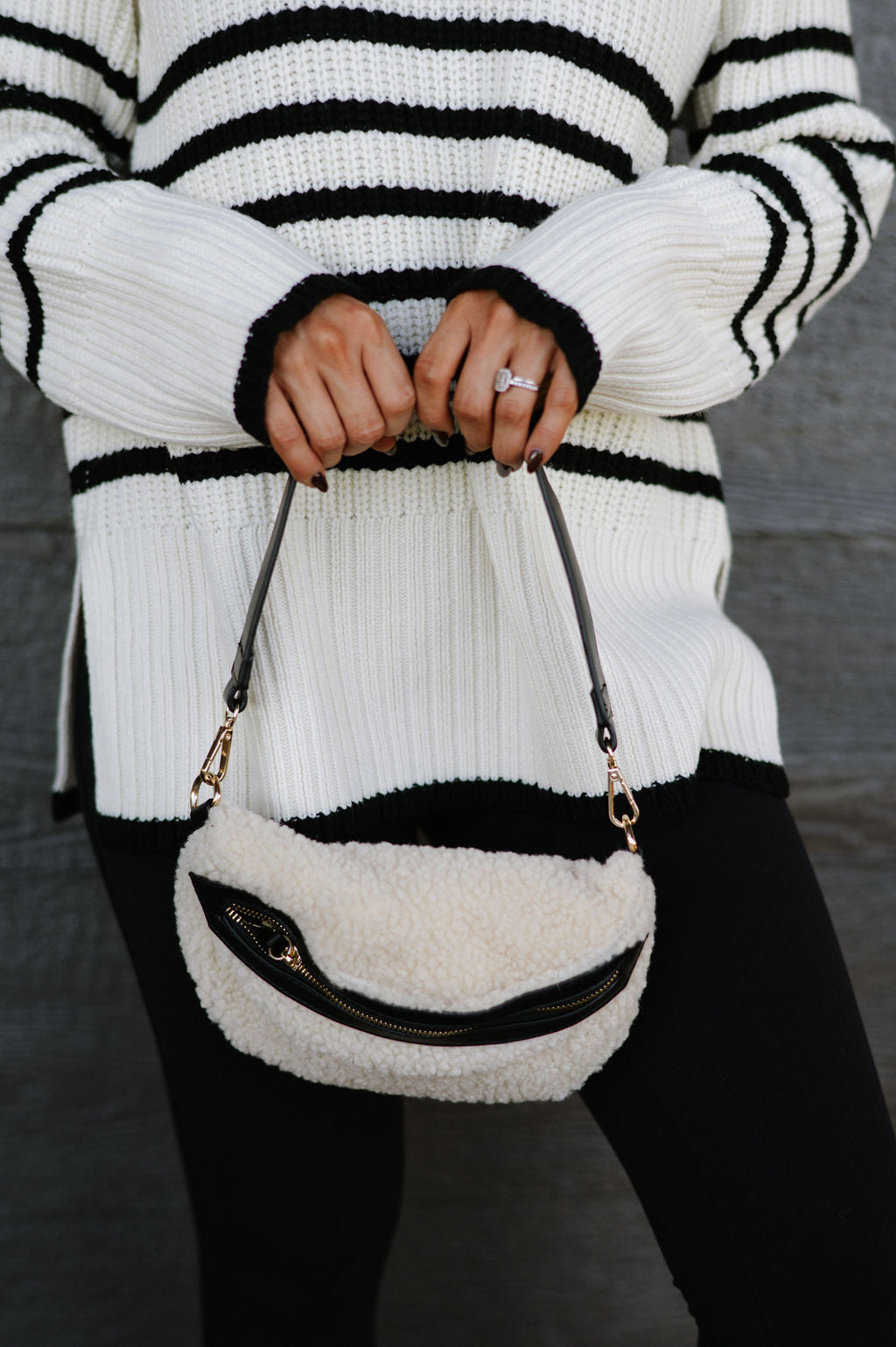 Brookie Sherpa Belt Bag- Off White